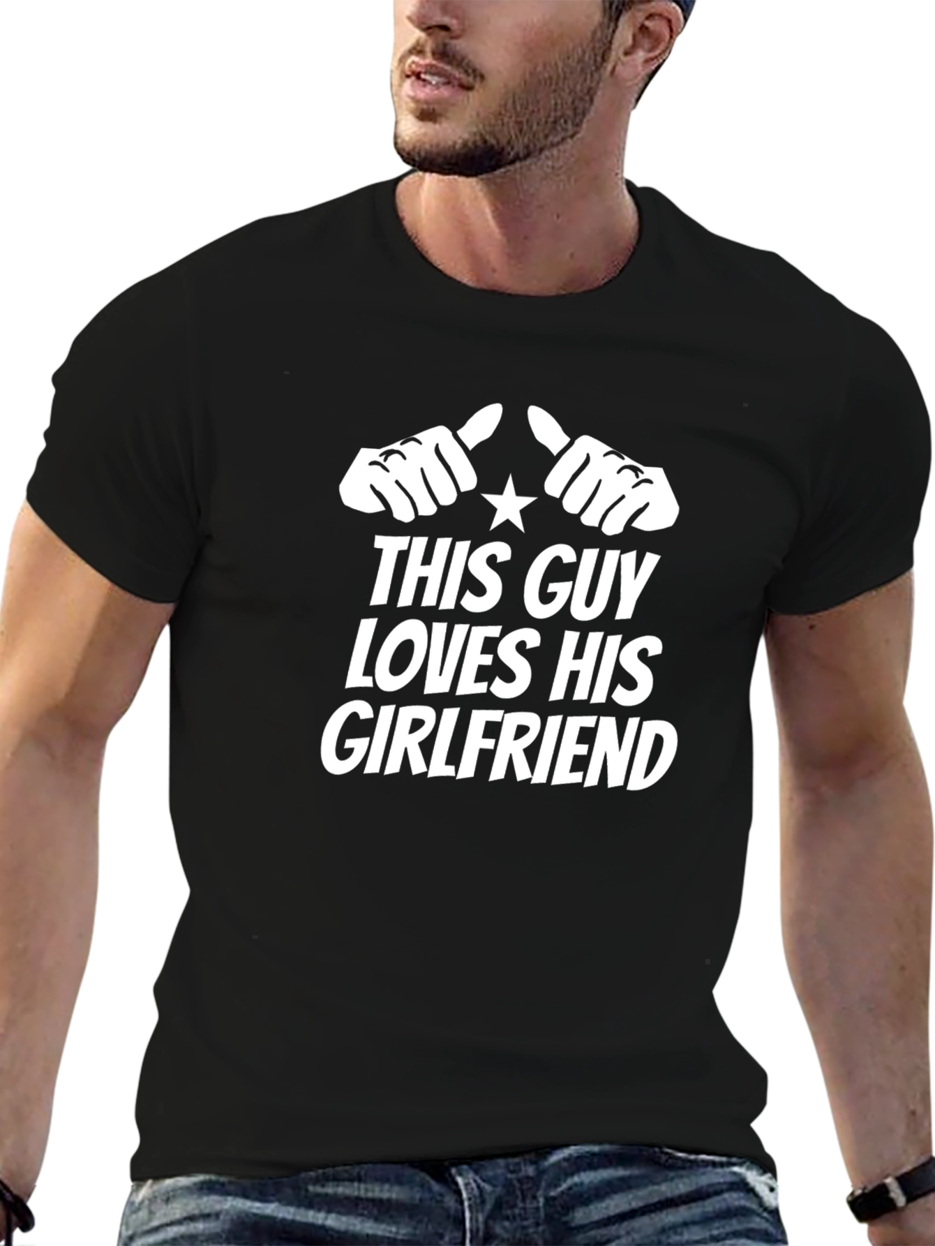 This Guy Loves His Girlfriend Black Graphic Tee