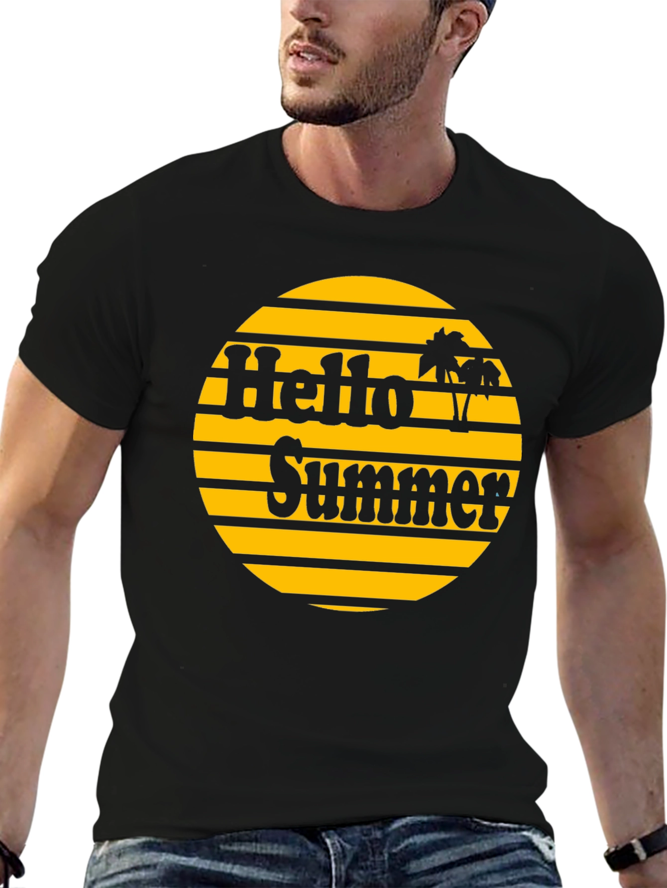 Hello Summer Graphic T-Shirt - Retro Sunset Design