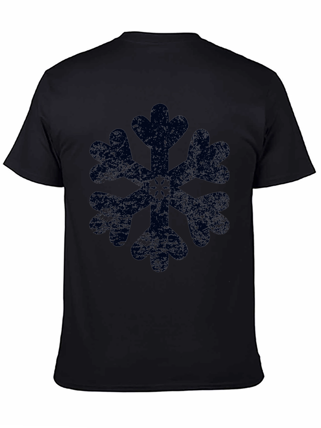 Snowflake Graphic Black T-Shirt Distressed Print