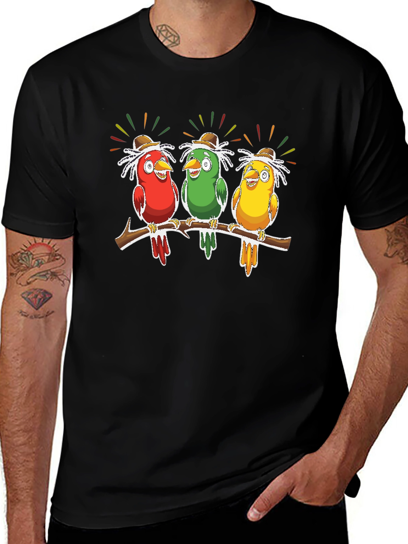 Birds on Branch Graphic Tee - Novelty Print