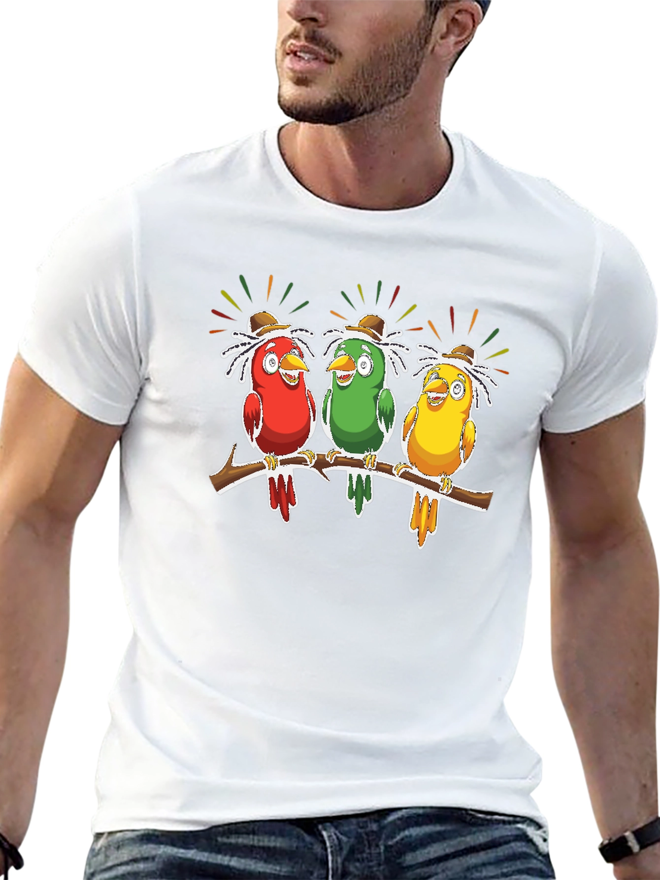 Birds on Branch Graphic Tee - Novelty Print