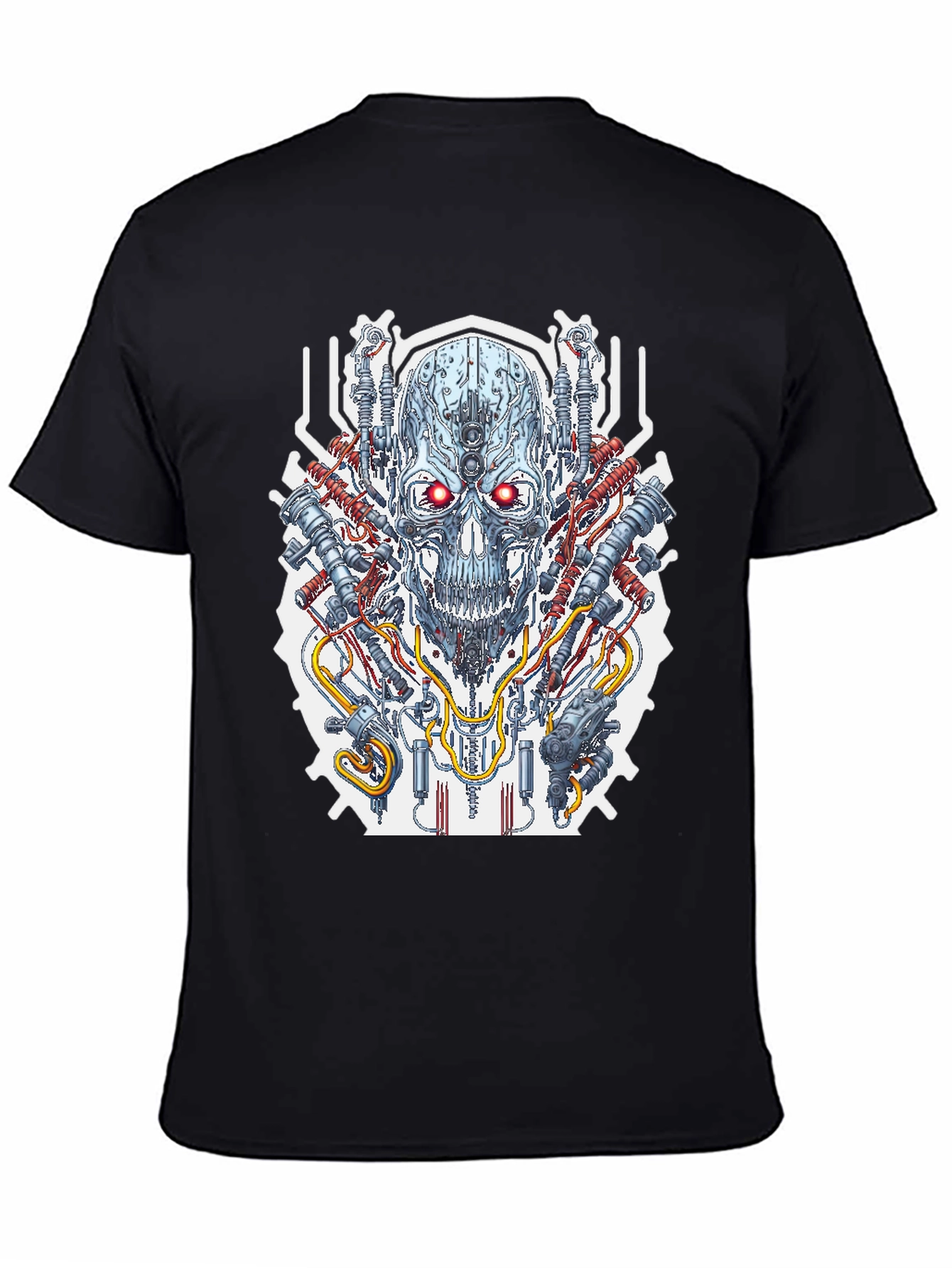 Cyberpunk Skull Graphic Tee - Mens Black T-Shirt