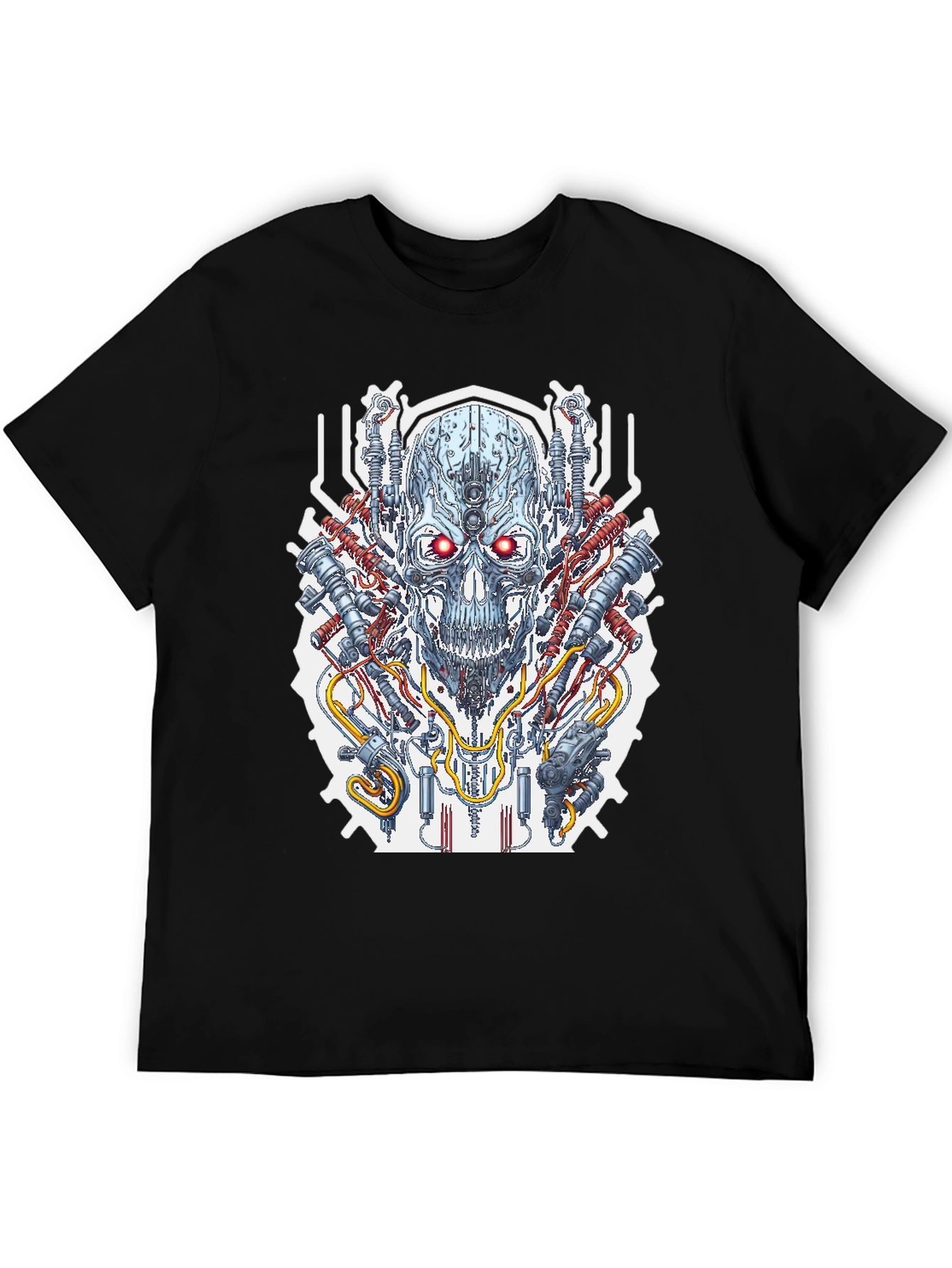 Cyberpunk Skull Graphic Tee - Mens Black T-Shirt