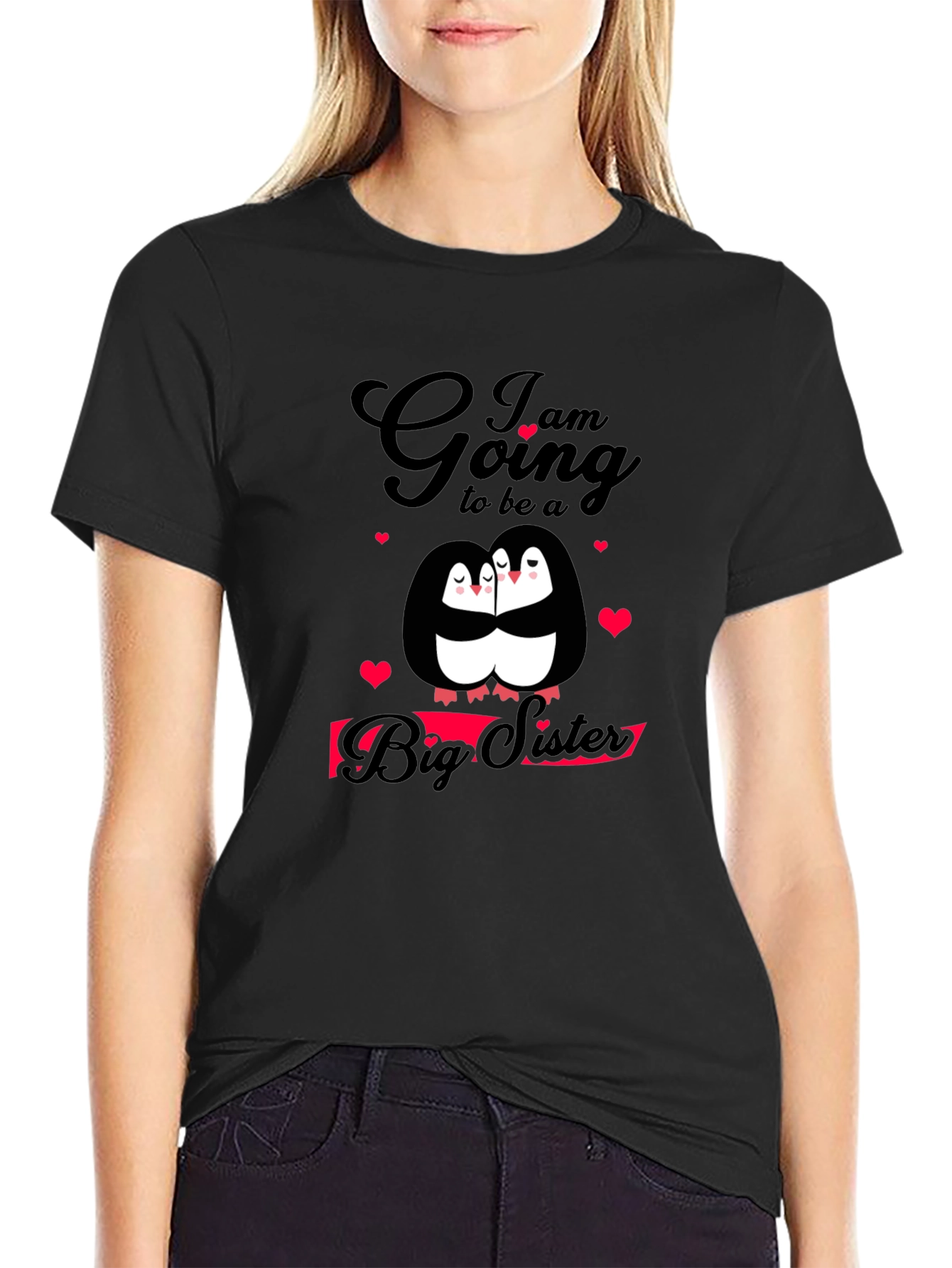Big Sister Penguin Tee - Cute Family Matching Shirt