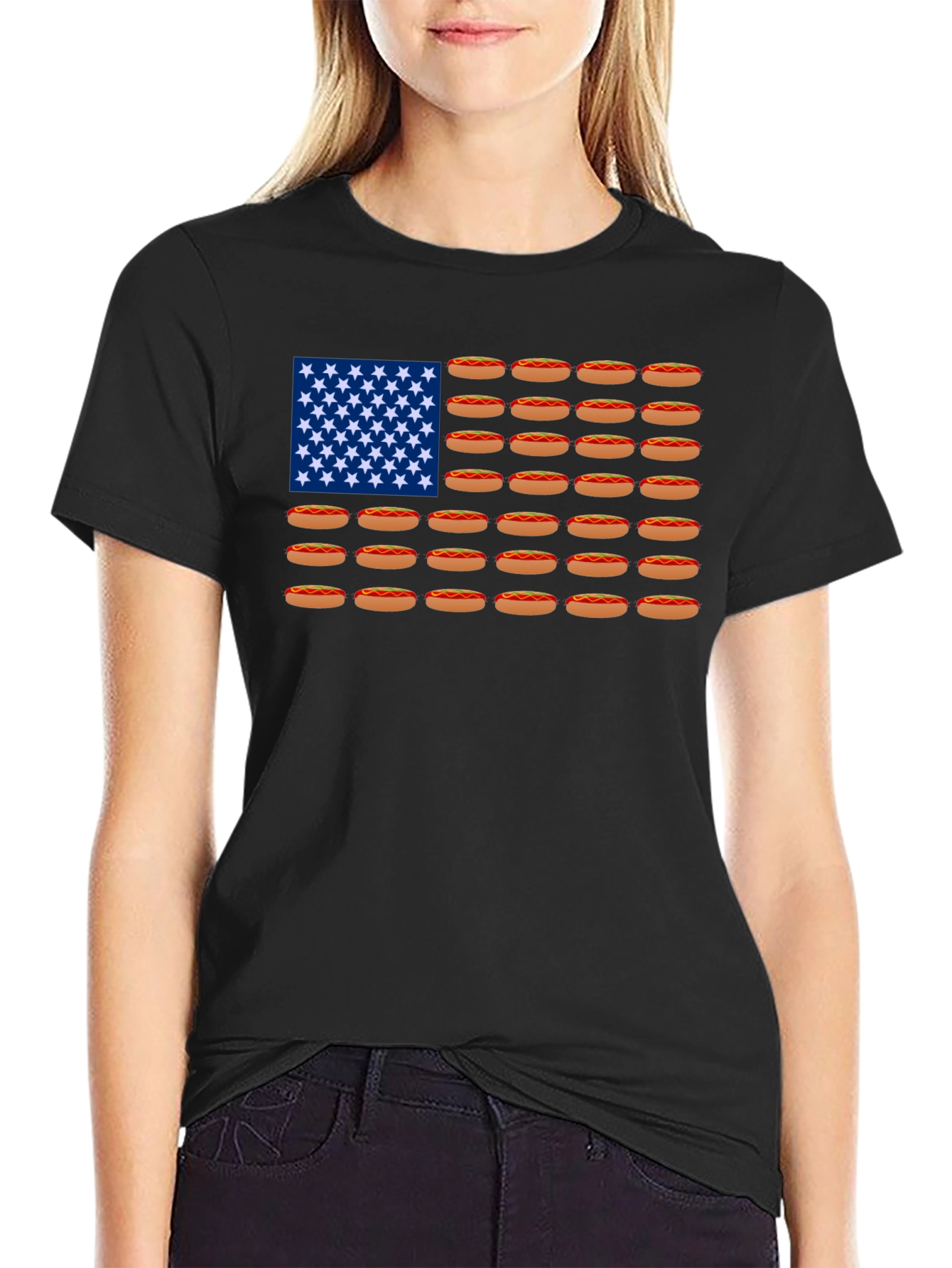 Hot Dog American Flag T-Shirt - Patriotic Apparel