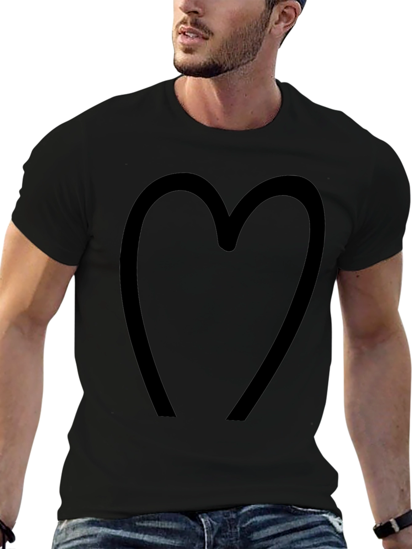 Simple Heart Tee - Black Cotton Blend Casual Wear