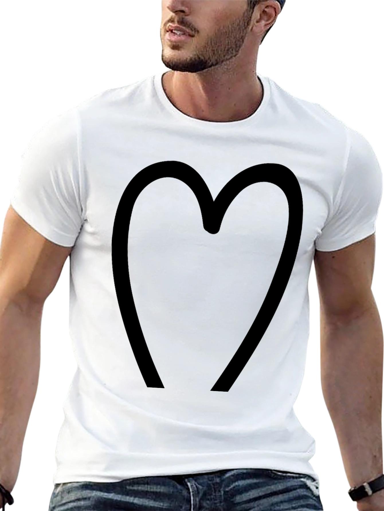 Simple Heart Tee - Black Cotton Blend Casual Wear