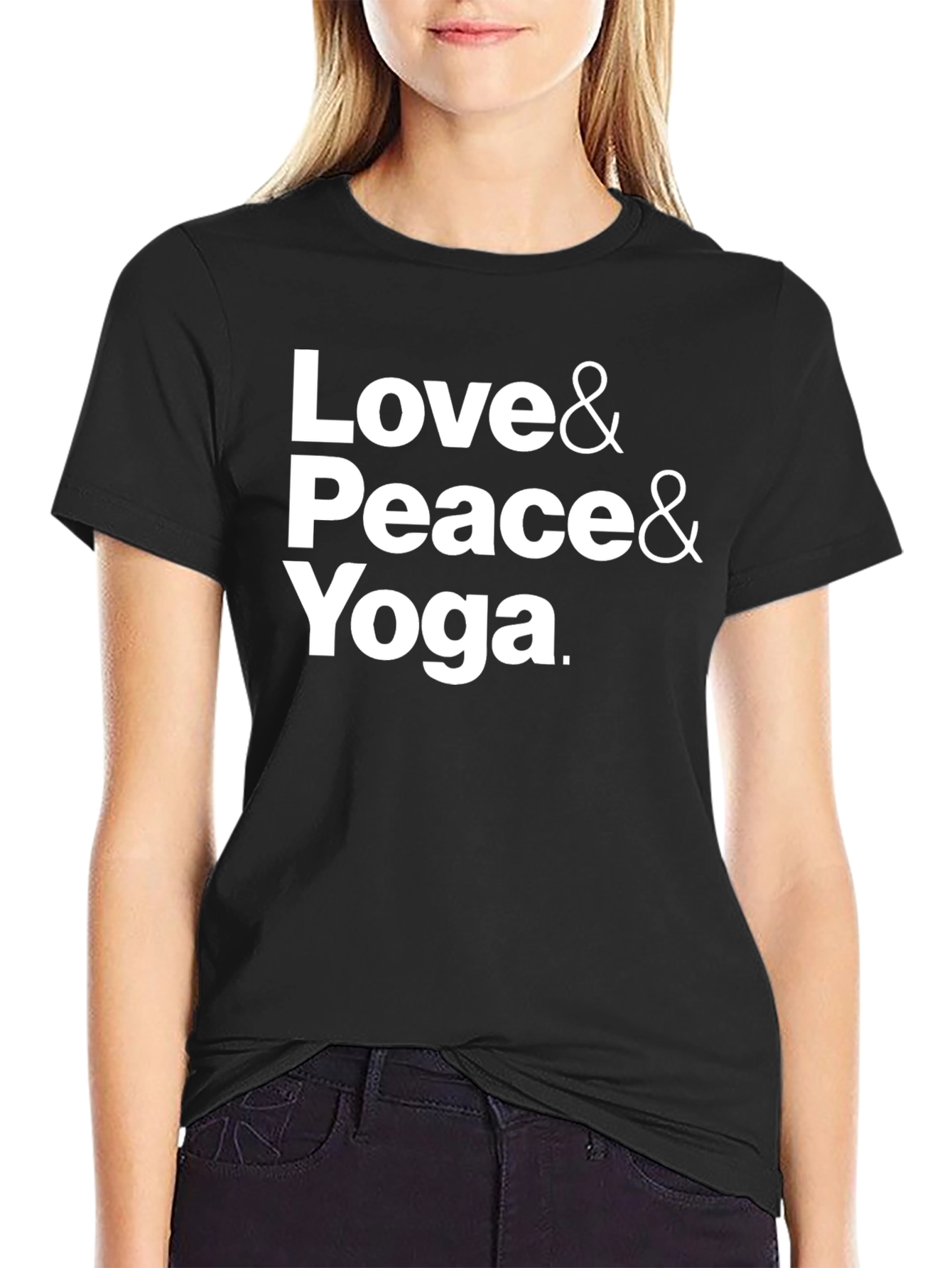 Love Peace Yoga T-Shirt - Black Cotton Blend