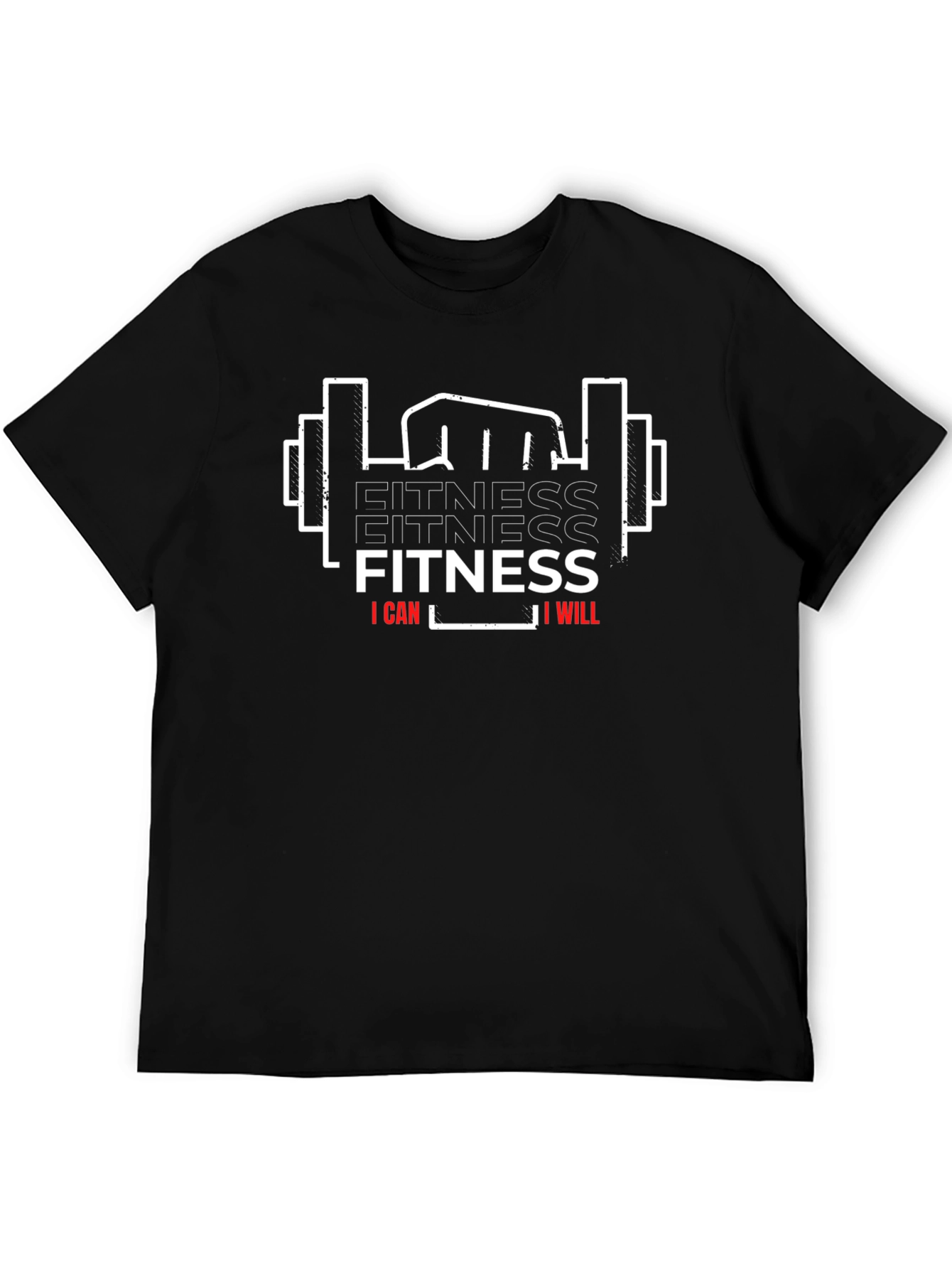 Fitness I Can I Will Black T-Shirt