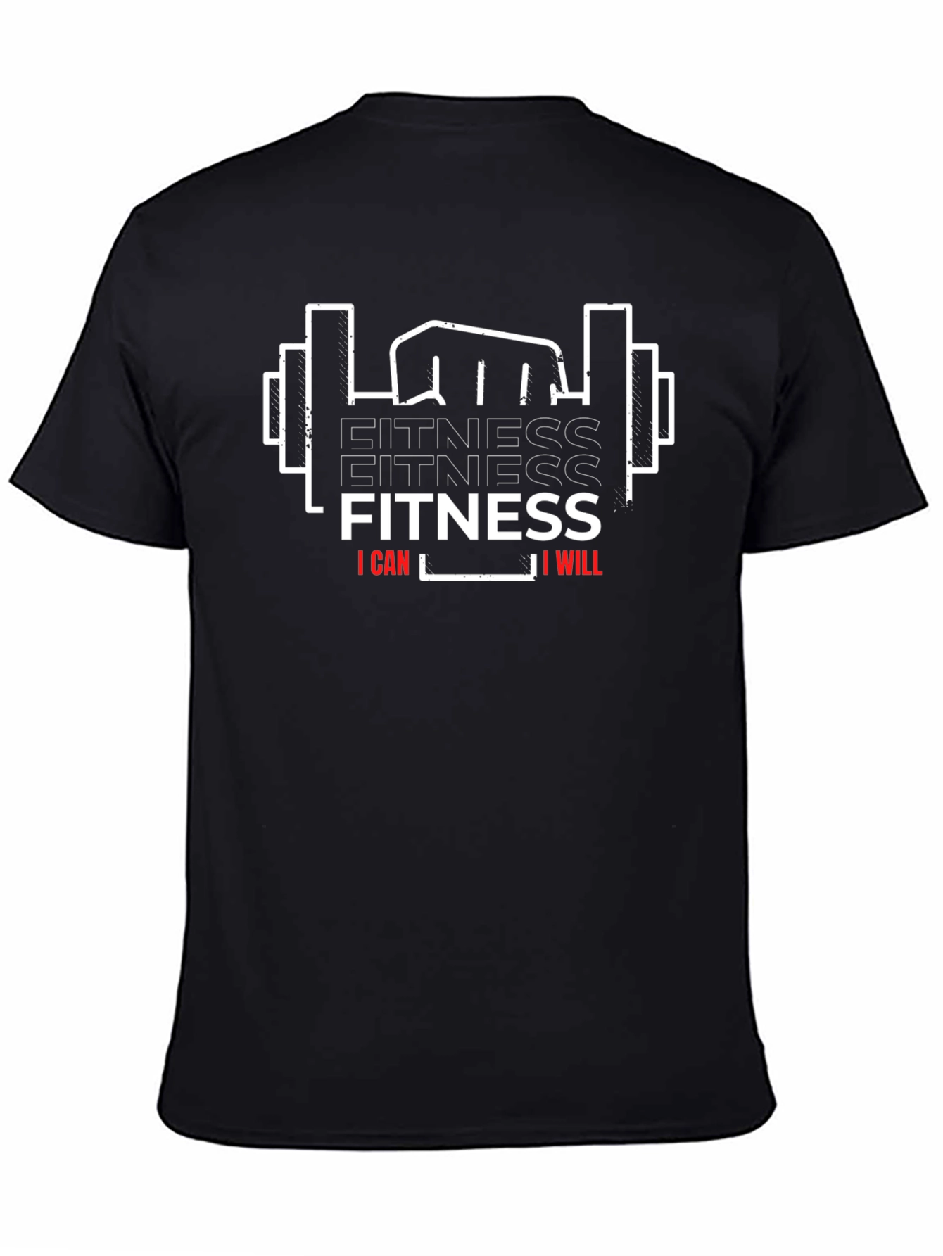 Fitness I Can I Will Black T-Shirt