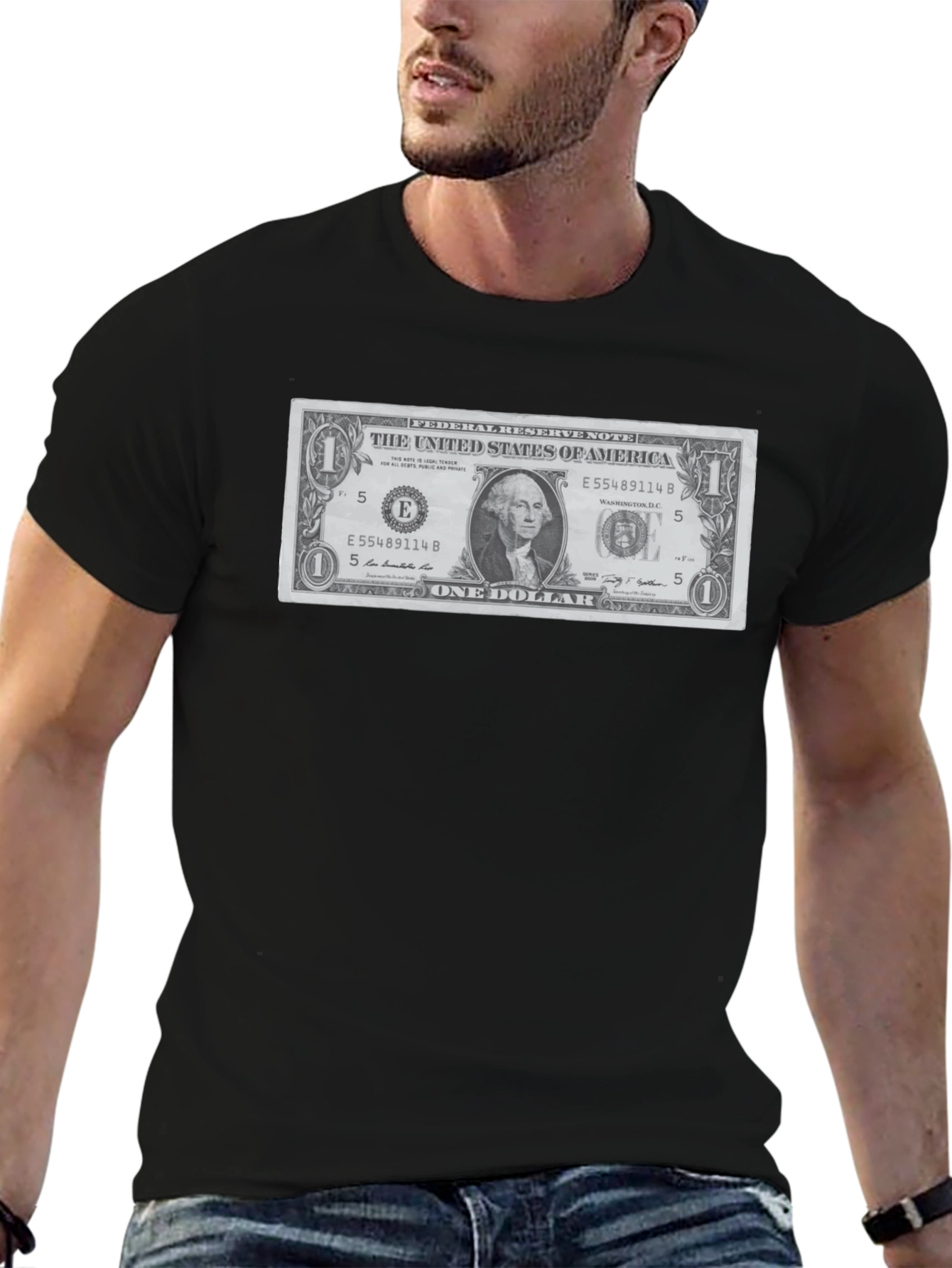 One Dollar Bill Graphic T-Shirt - Novelty Tee