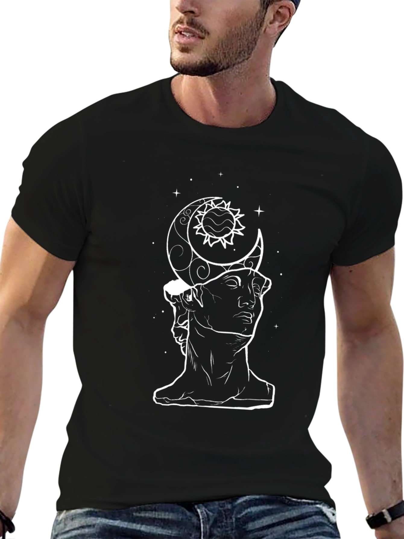Sun & Moon Statue Graphic Tee - Black