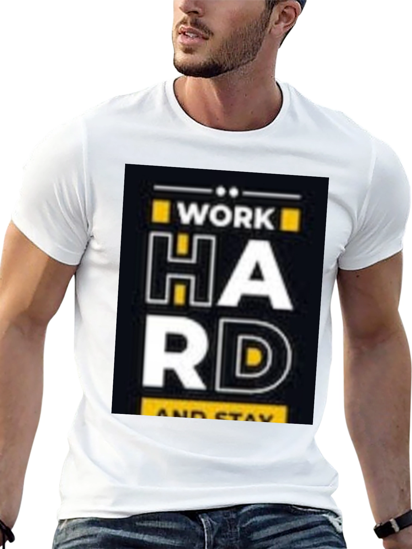 Work Hard Stay Positive Black Graphic Tee