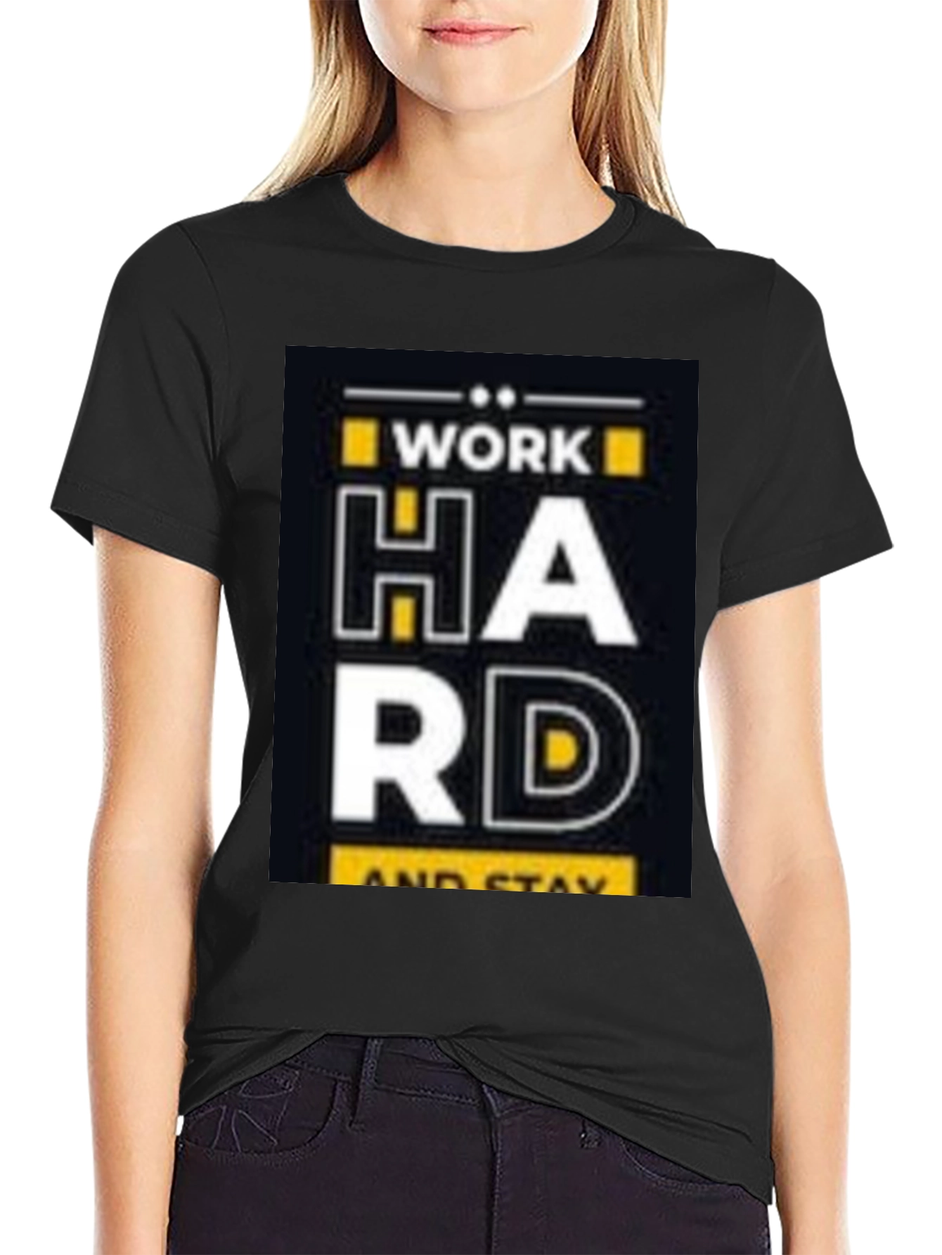 Work Hard Stay Positive Black Graphic Tee