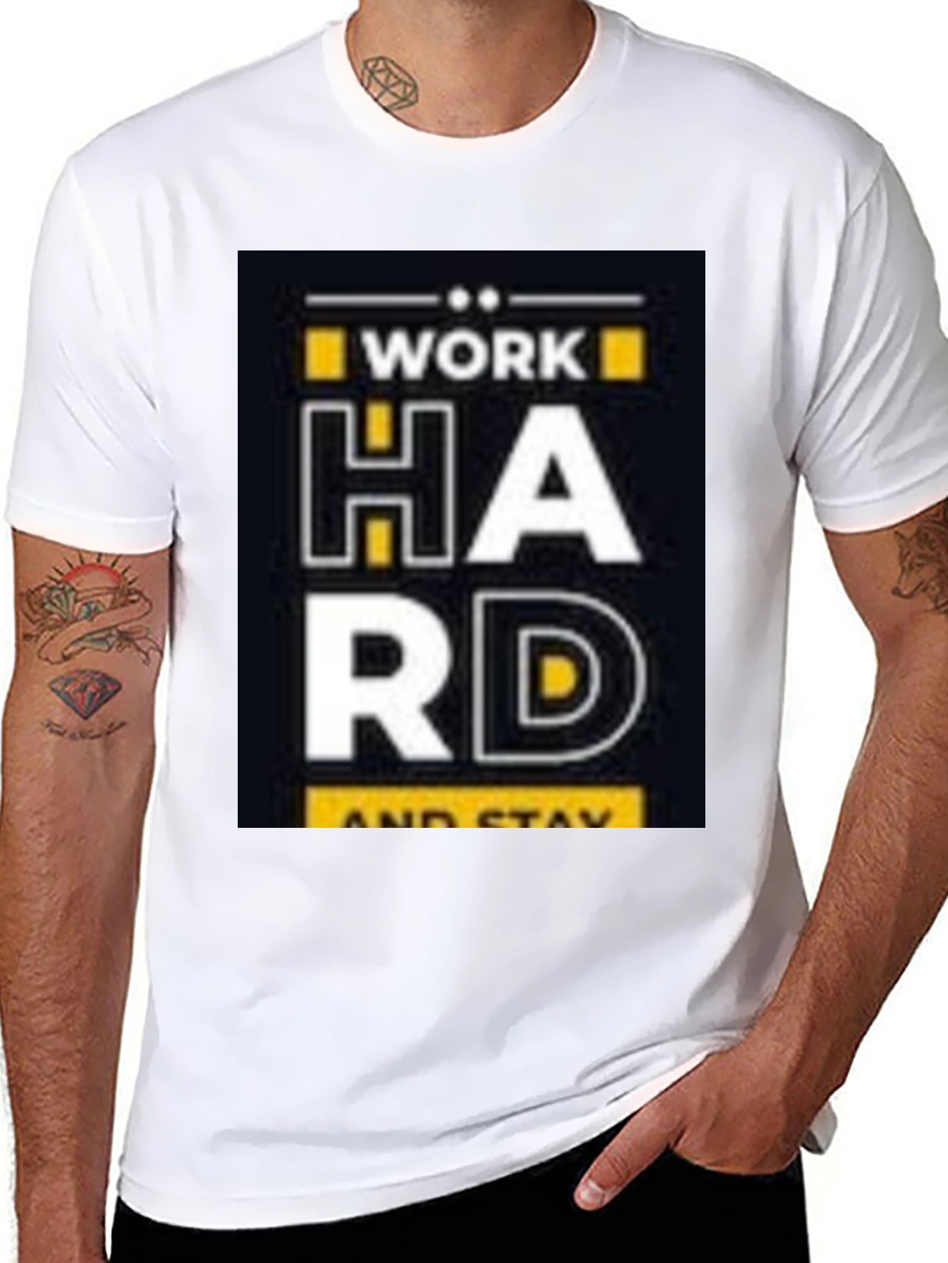 Work Hard Stay Positive Black Graphic Tee