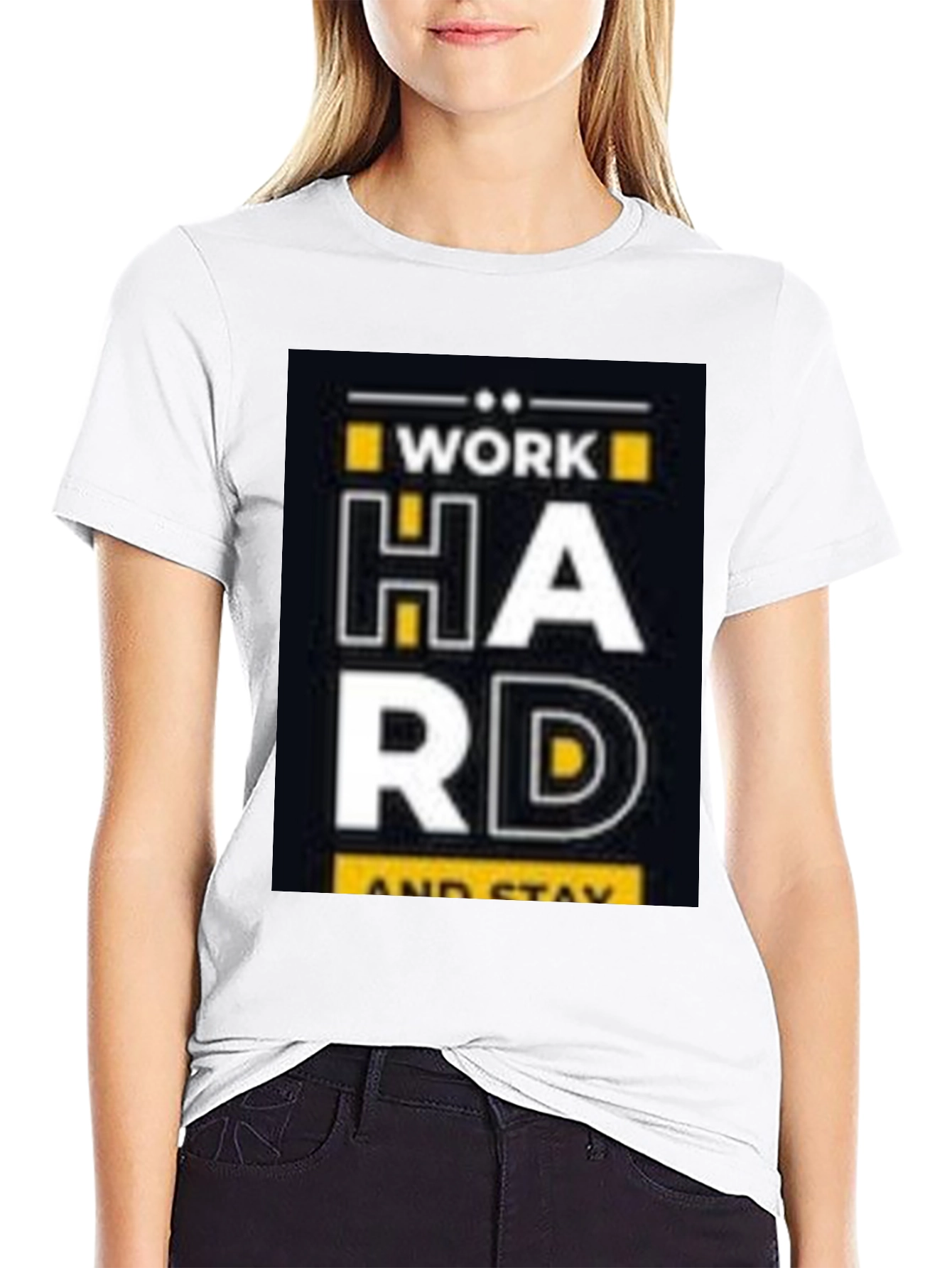 Work Hard Stay Positive Black Graphic Tee