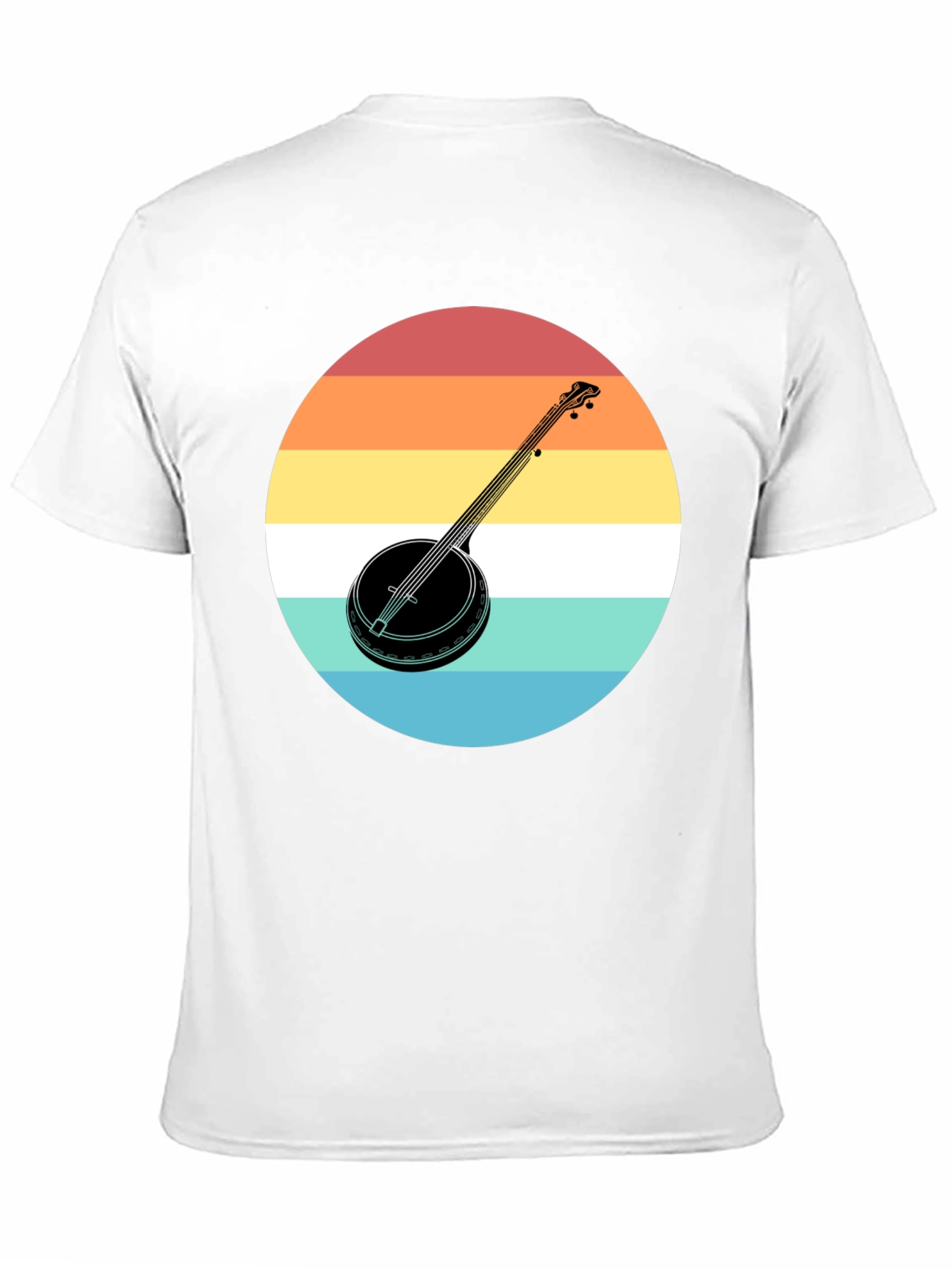 Retro Banjo Sunset Graphic Tee - Black Cotton T-Shirt