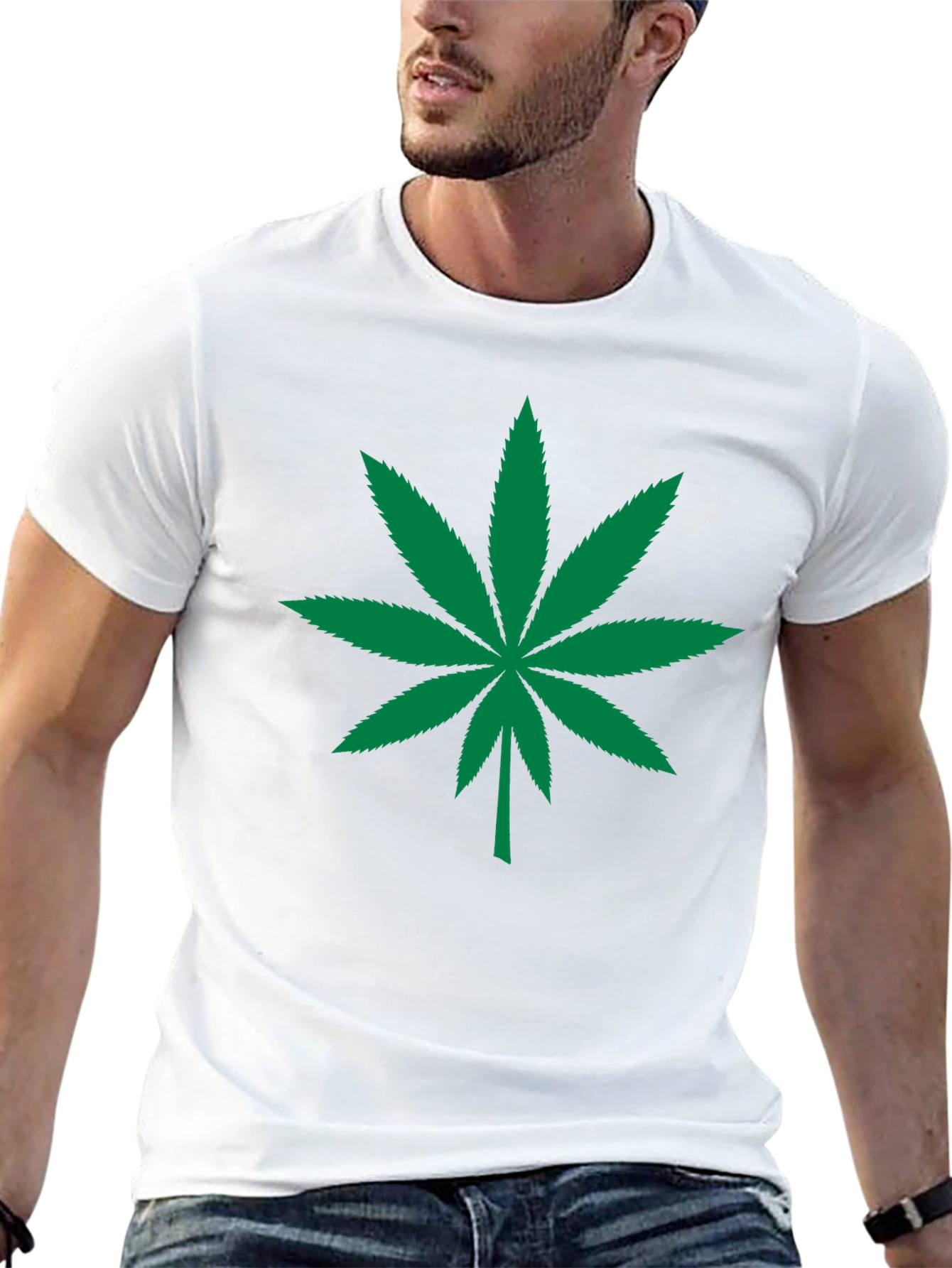 Cannabis Leaf Graphic Tee - Black Cotton T-Shirt