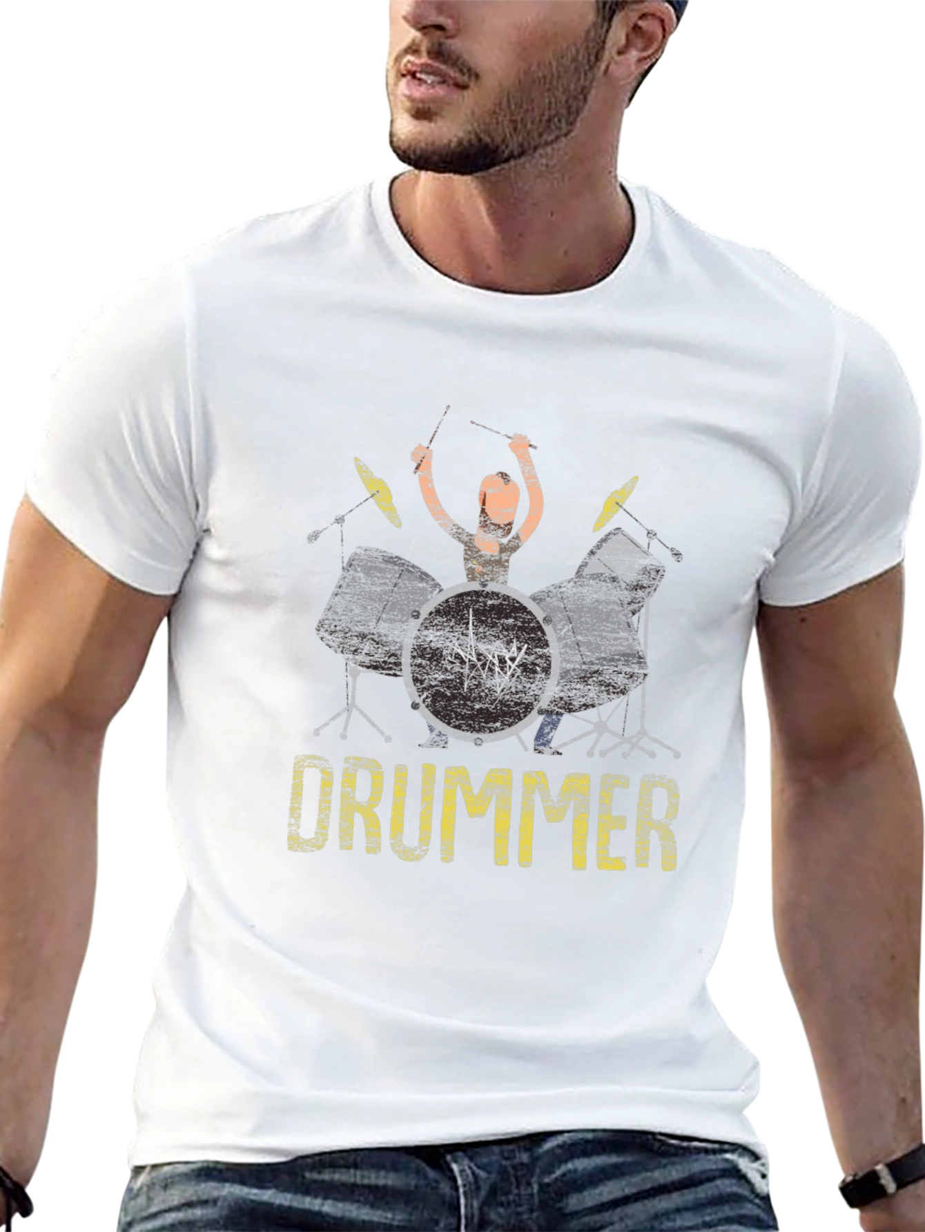 Drummer Graphic Print Black T-Shirt