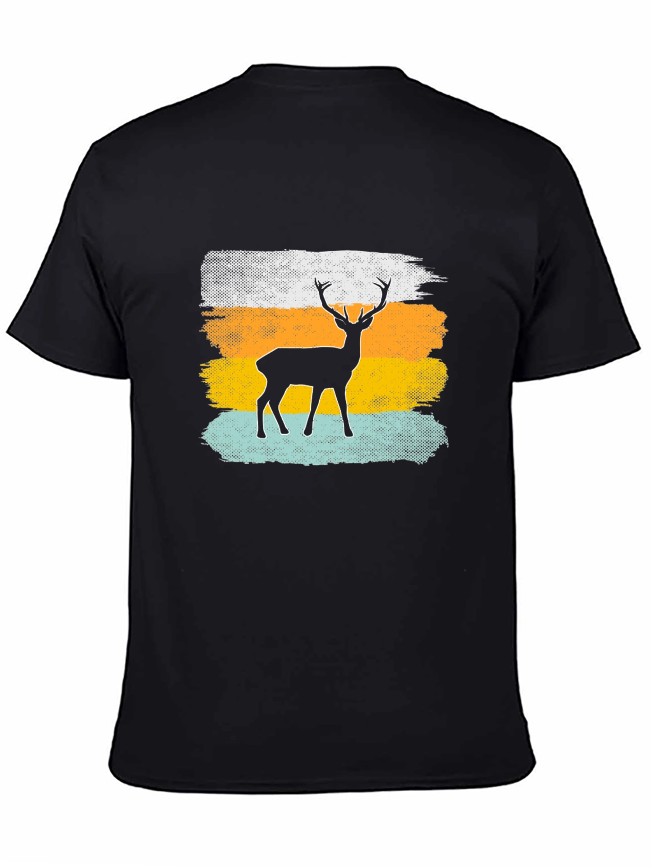 Retro Deer Graphic Tee - Mens Black T-Shirt