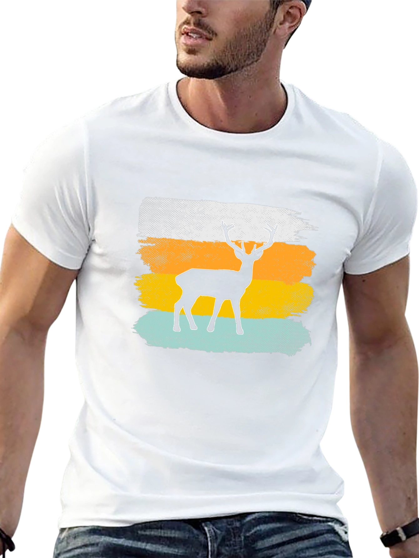 Retro Deer Graphic Tee - Mens Black T-Shirt