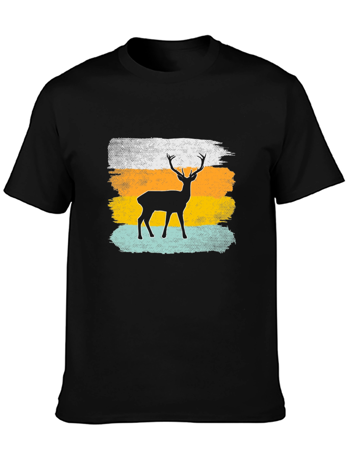 Retro Deer Graphic Tee - Mens Black T-Shirt