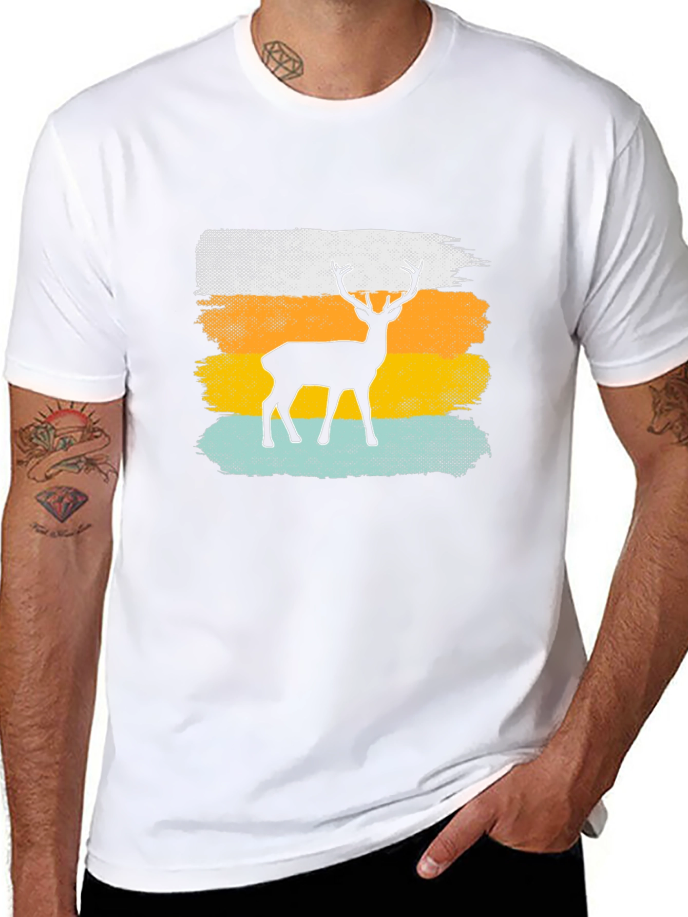 Retro Deer Graphic Tee - Mens Black T-Shirt