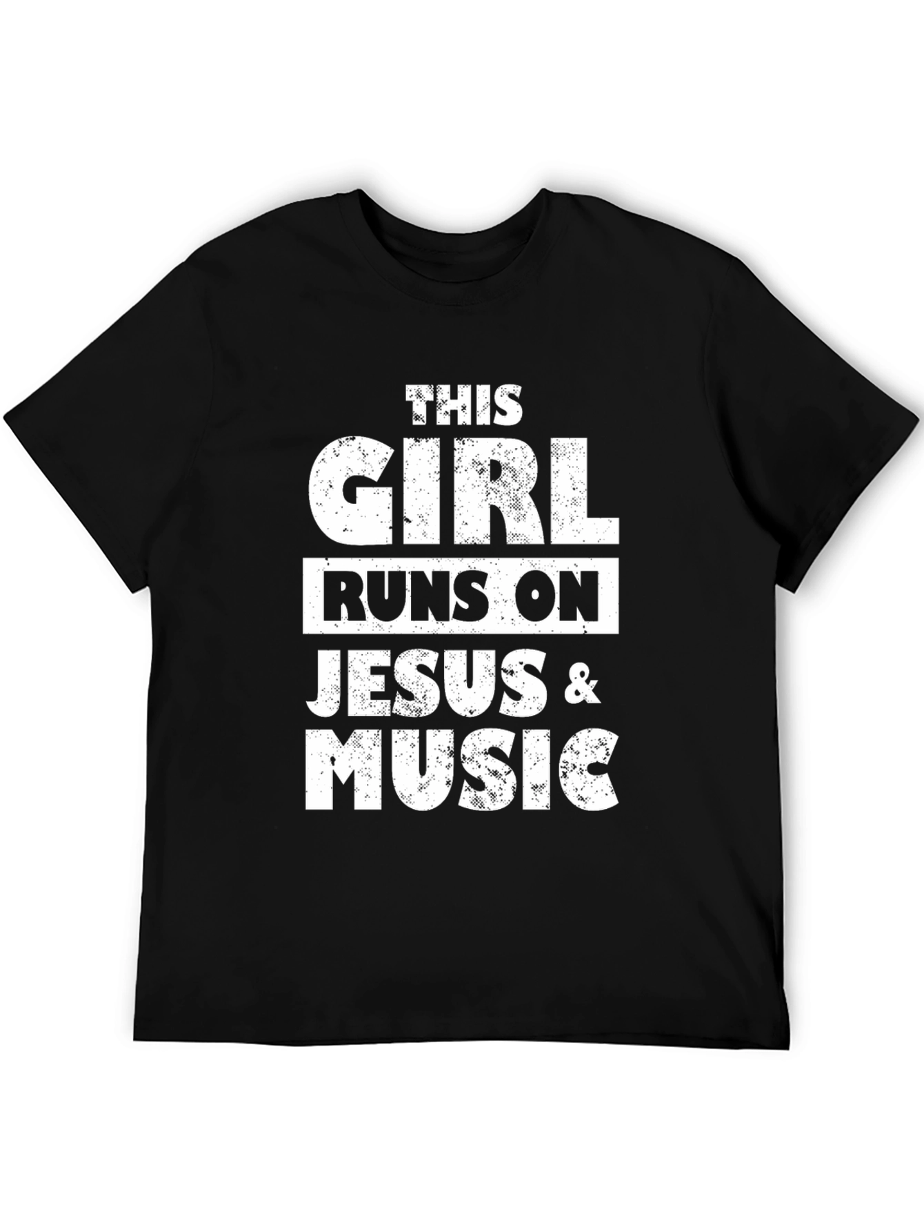 This Girl Runs on Jesus & Music Black T-Shirt