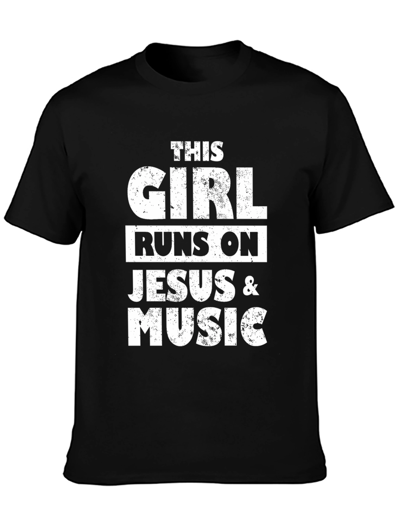 This Girl Runs on Jesus & Music Black T-Shirt