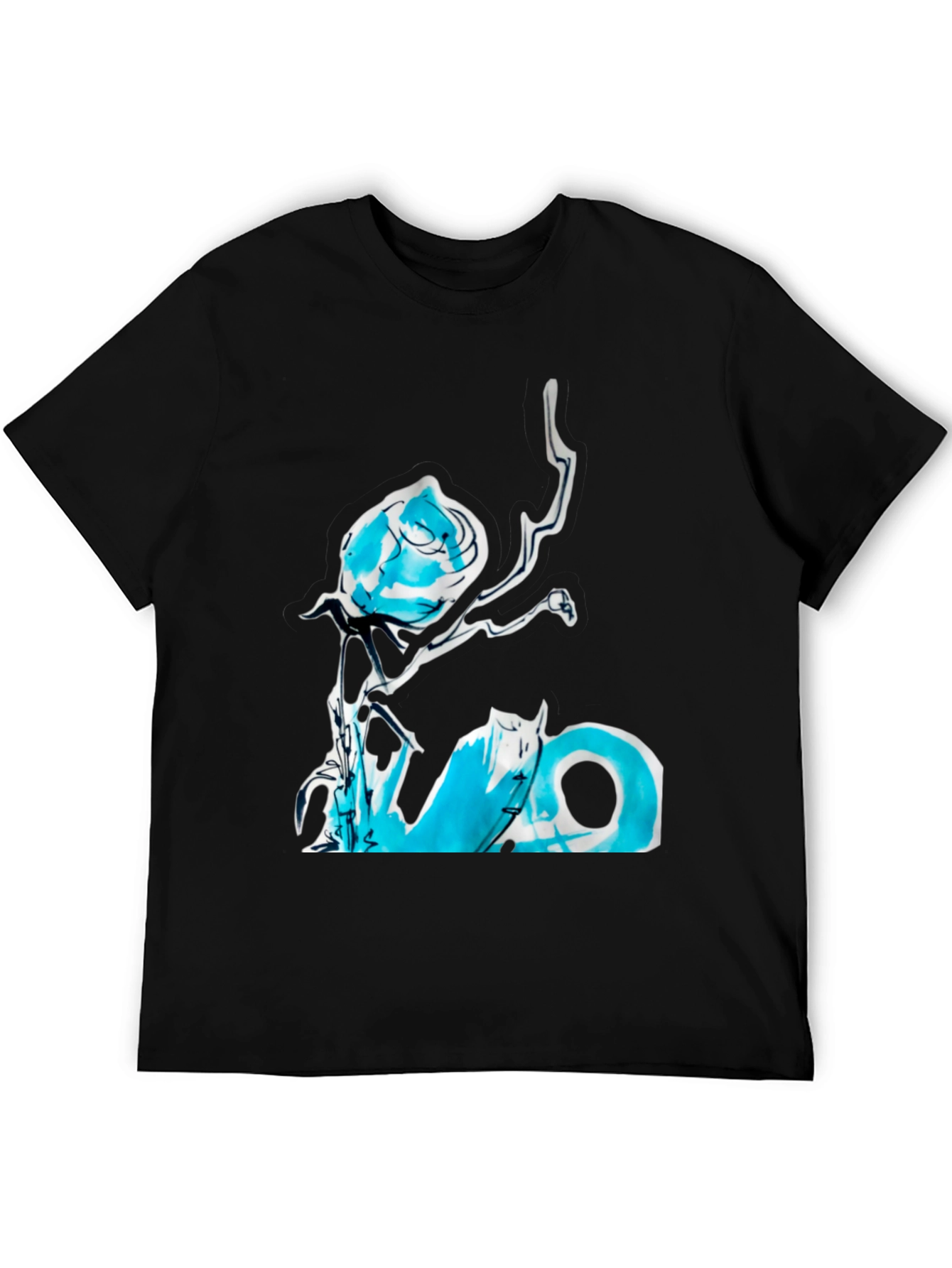 Abstract Rose Graphic Tee - Black