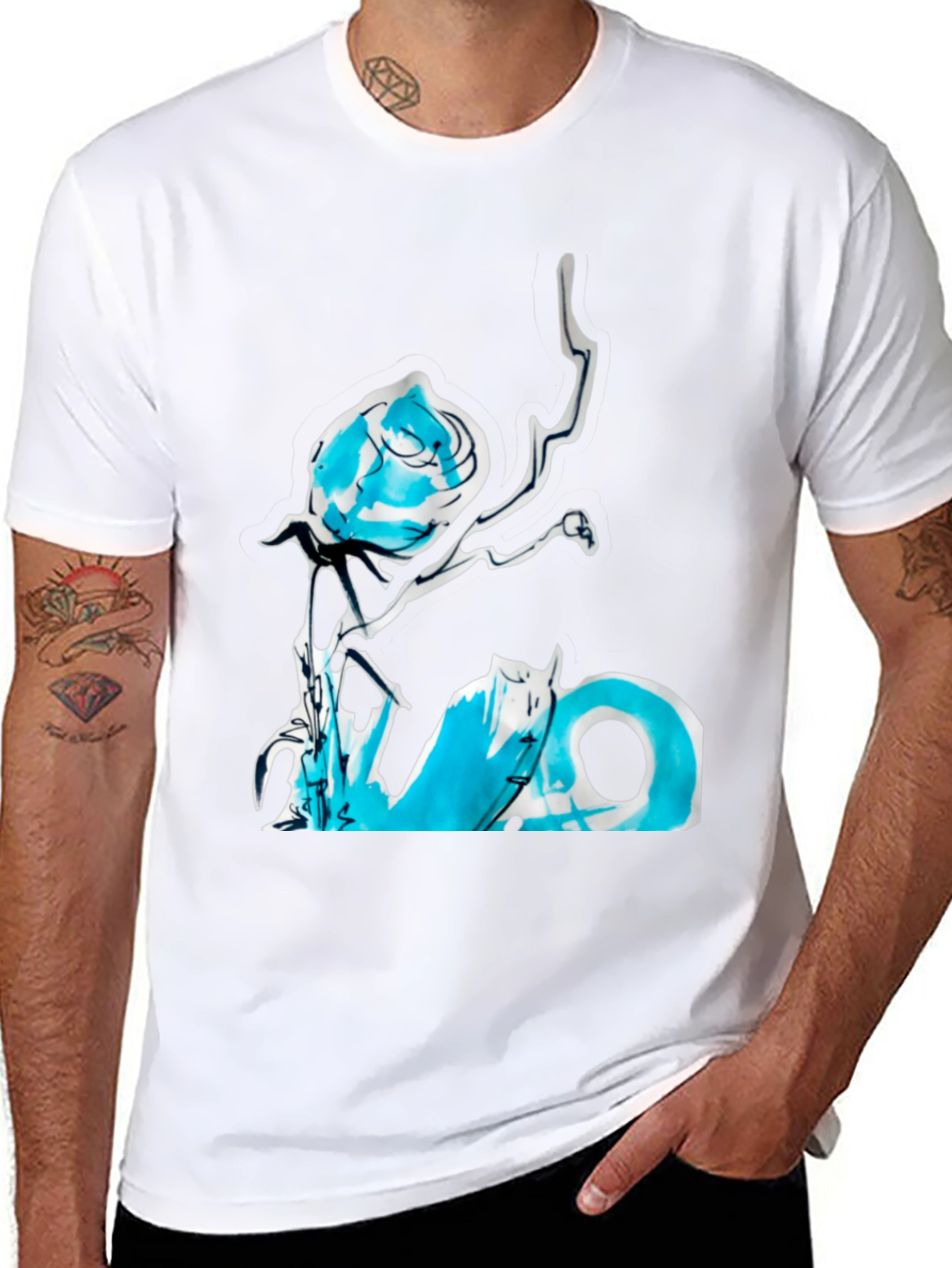 Abstract Rose Graphic Tee - Black