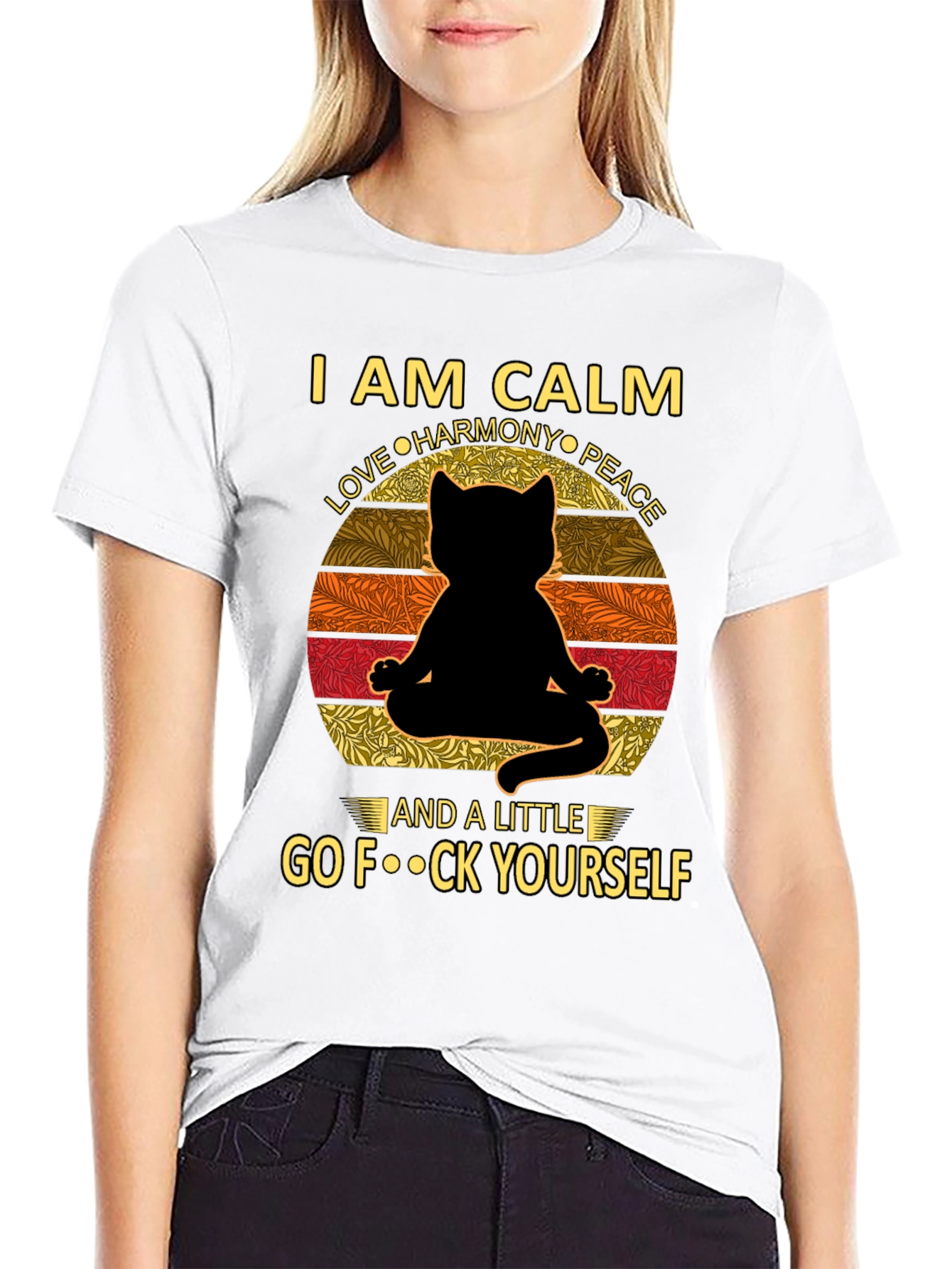 Calm Cat Graphic Tee - Yoga Humor