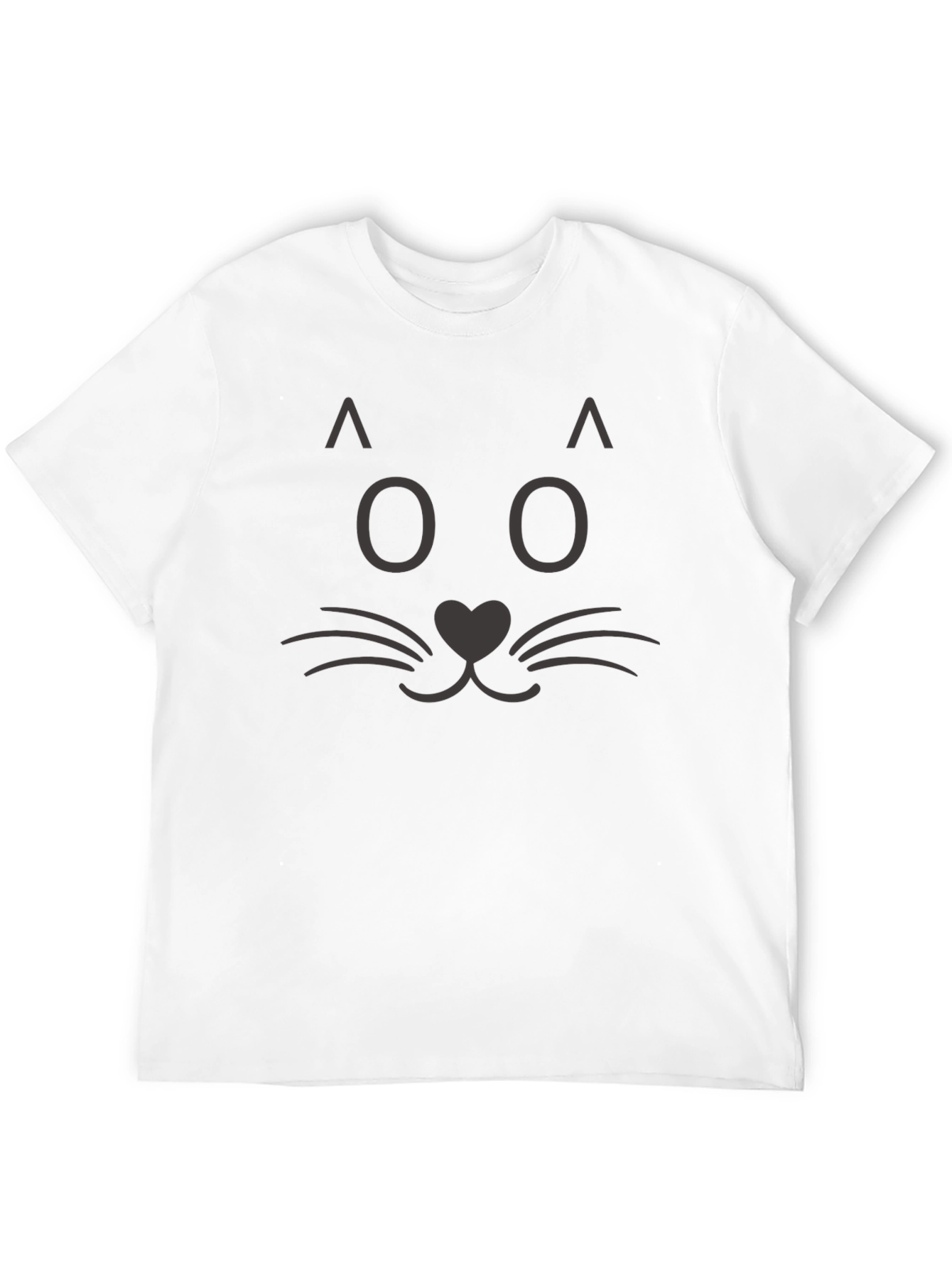 Cute Cat Face Graphic Tee - Black