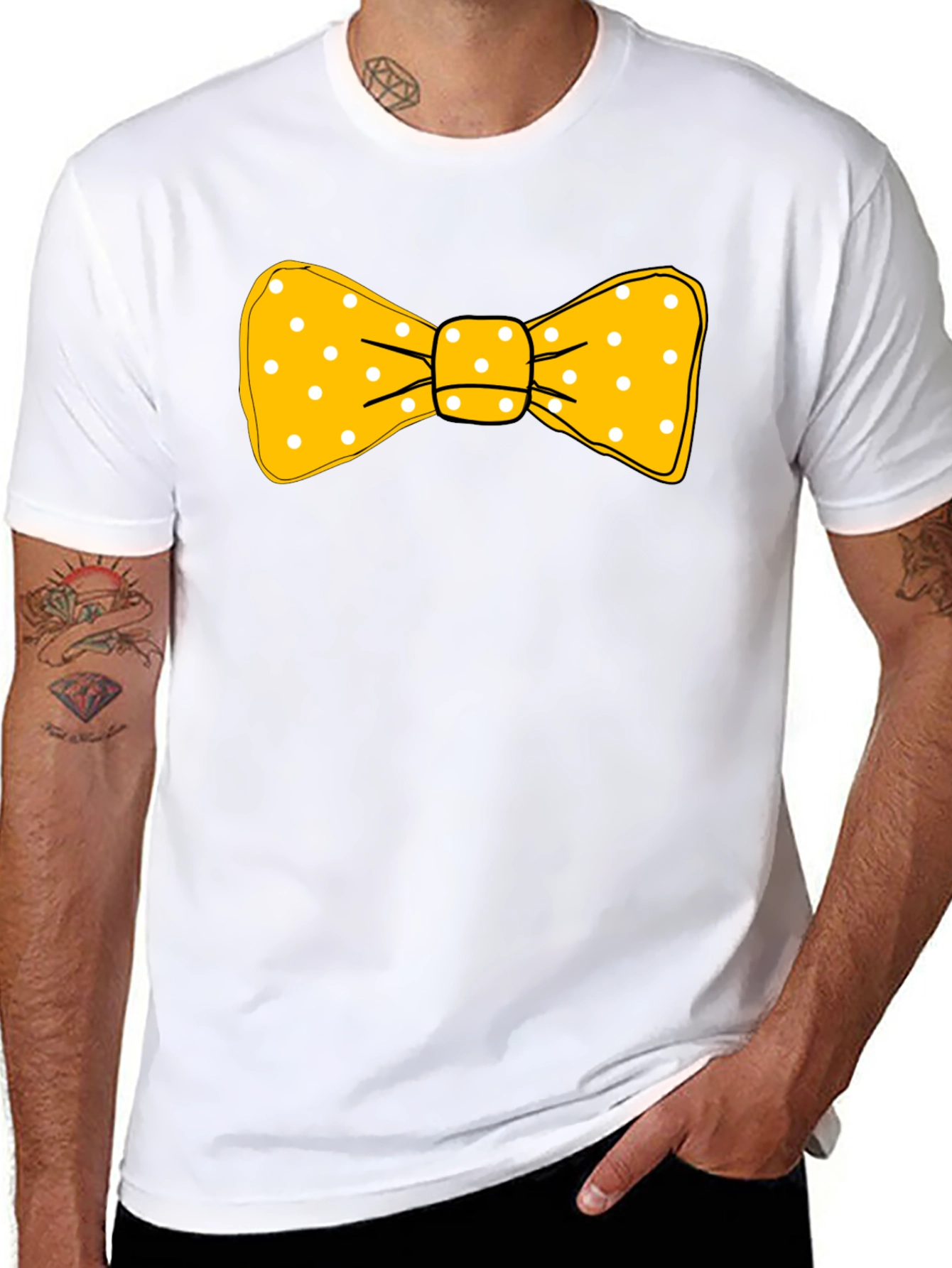 Yellow Polka Dot Bow Tie Graphic T-Shirt