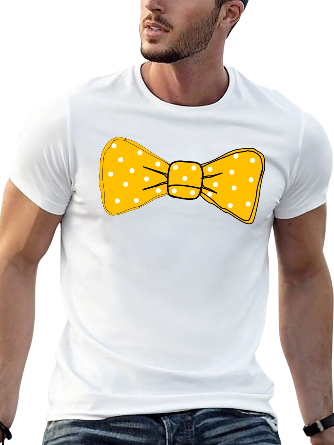 Yellow Polka Dot Bow Tie Graphic T-Shirt