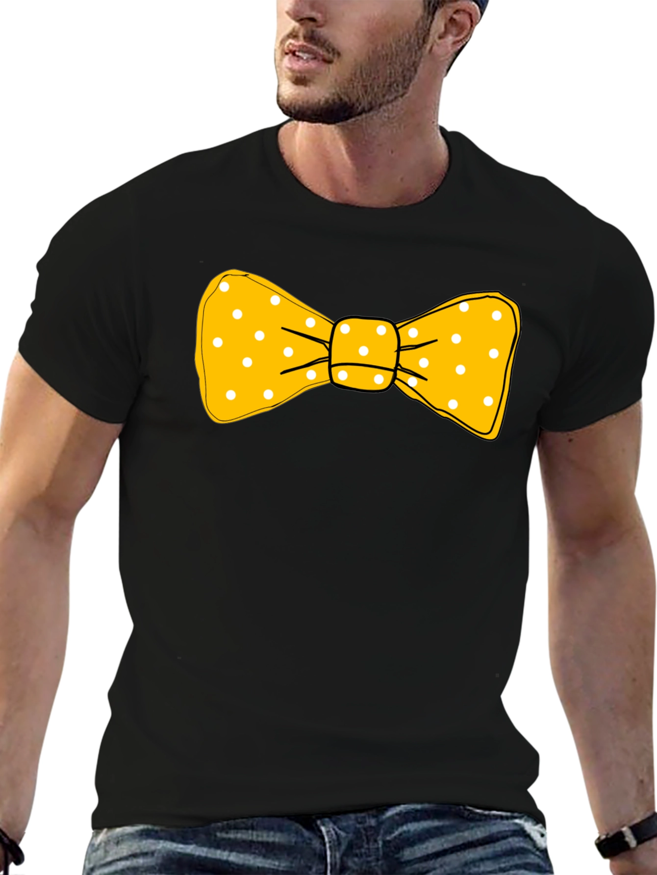 Yellow Polka Dot Bow Tie Graphic T-Shirt