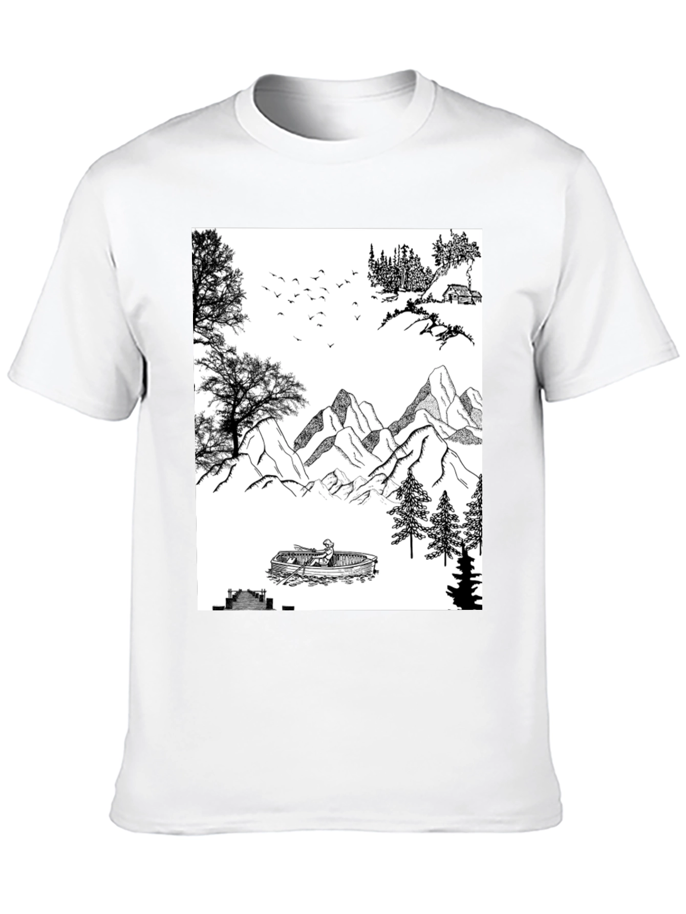 Nature Scene Graphic Tee - Black Cotton Blend