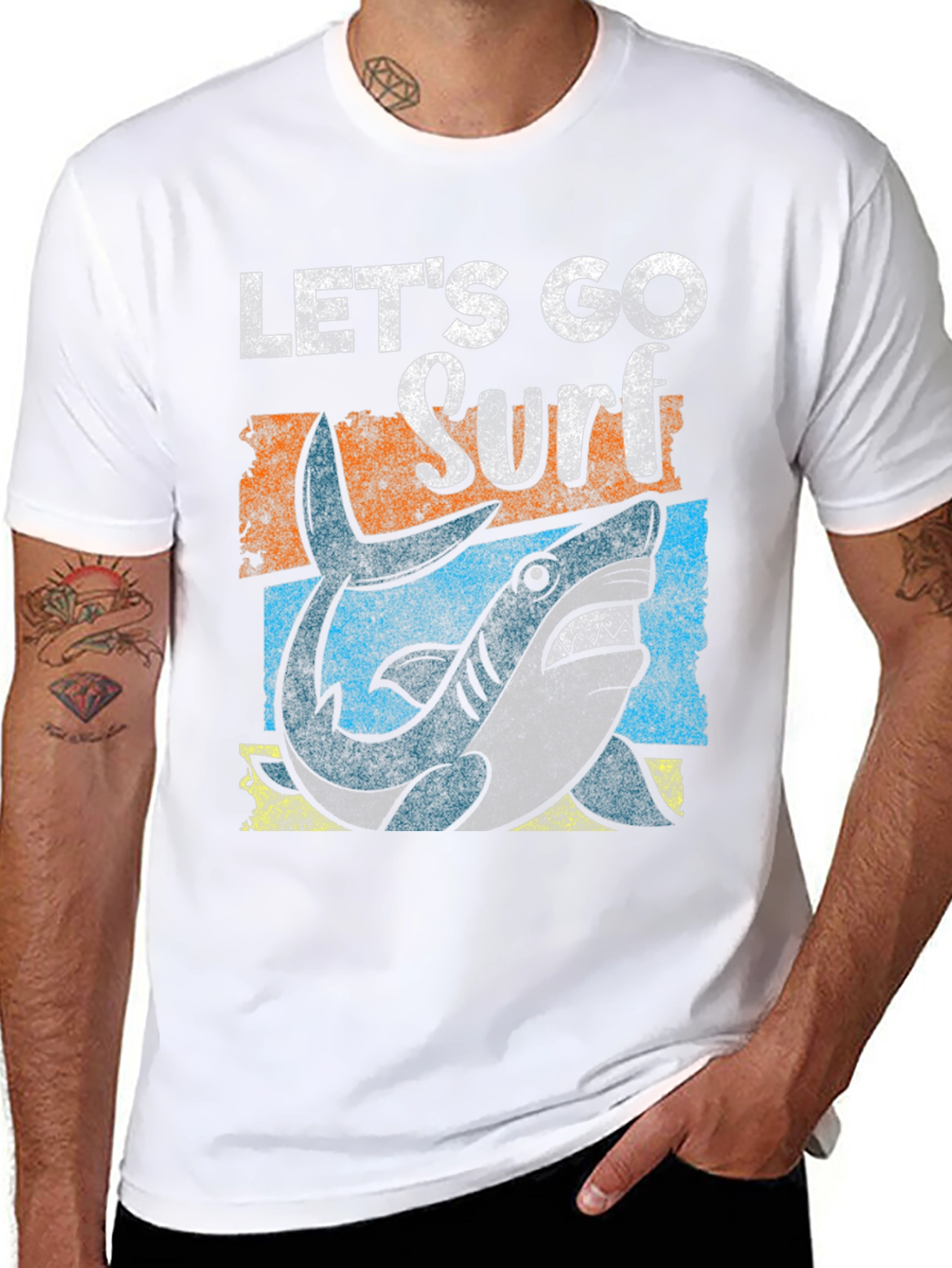 Lets Go Surf Shark Graphic Tee - Black