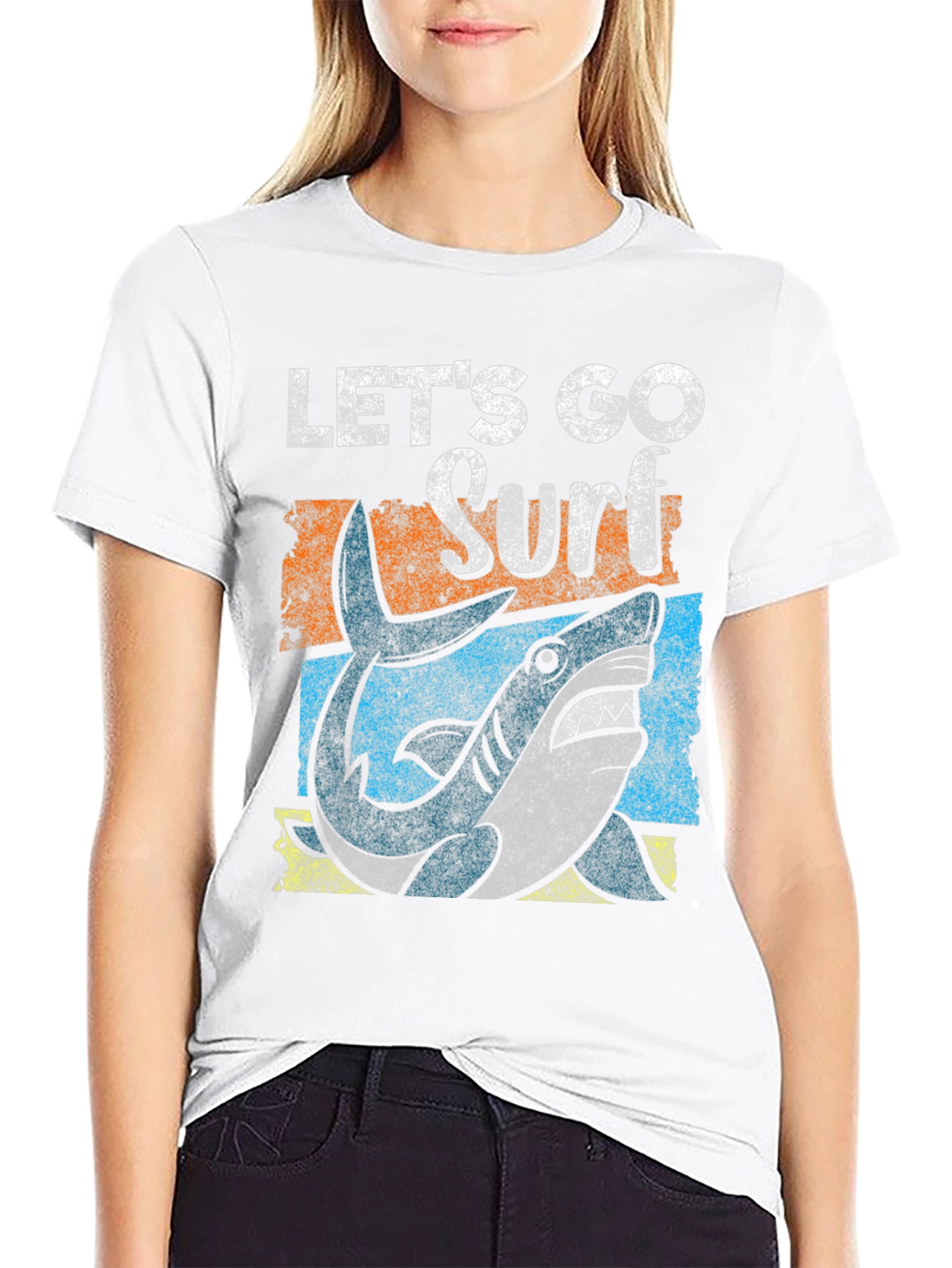 Lets Go Surf Shark Graphic Tee - Black