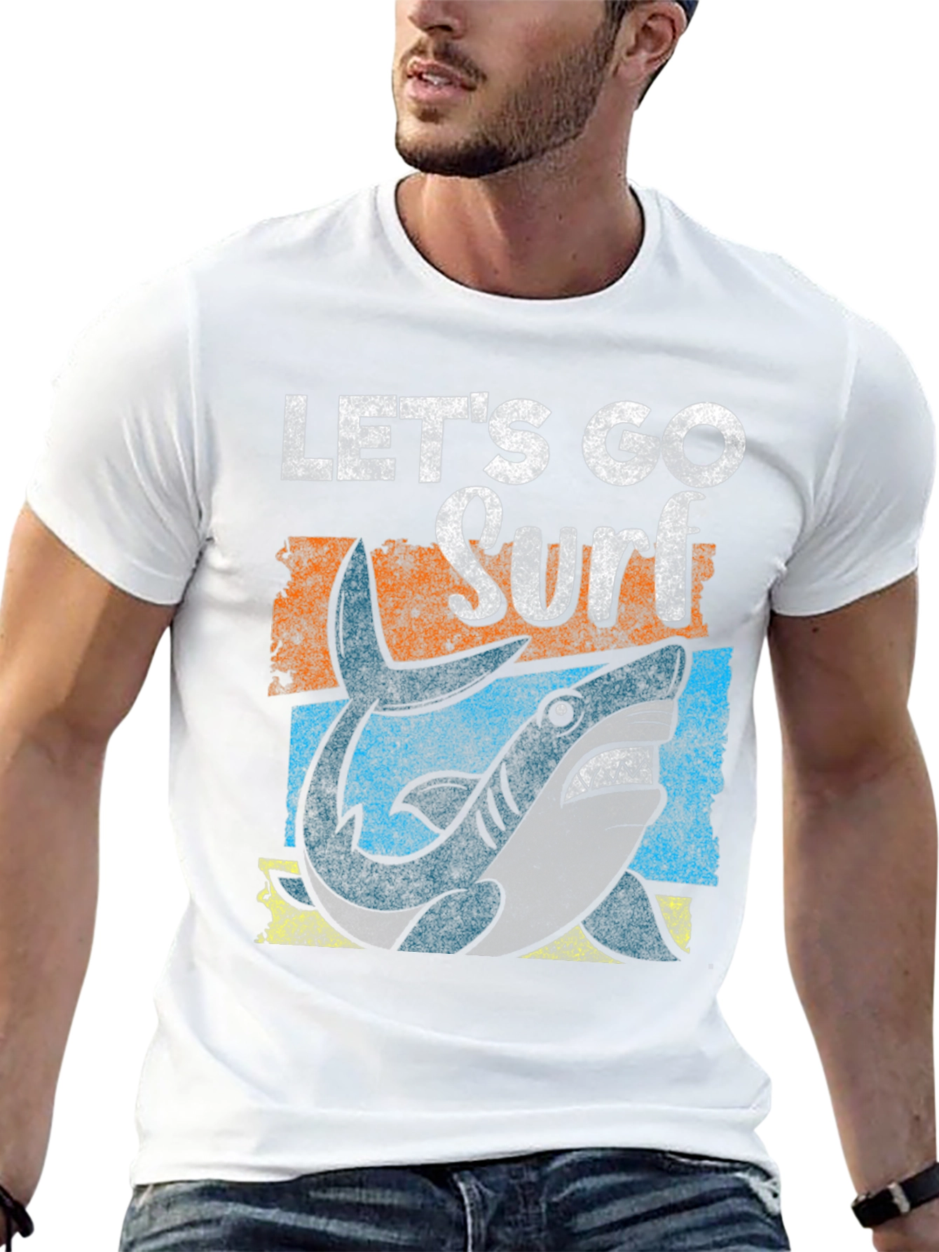 Lets Go Surf Shark Graphic Tee - Black