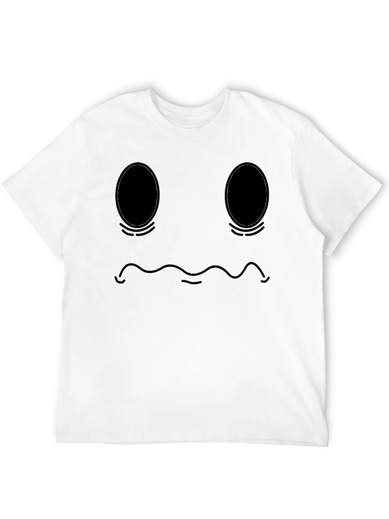 Mens Black Graphic T-Shirt - Sad Ghost Face