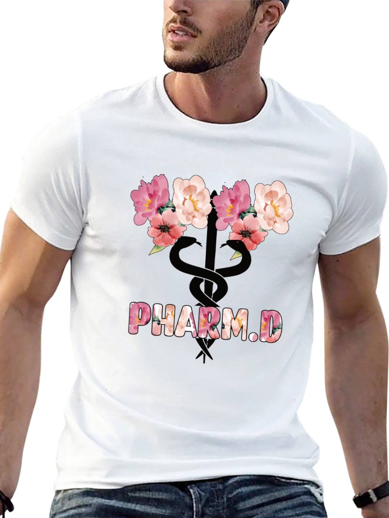 Floral Pharm.D T-Shirt - Stylish Pharmacy Graduate Tee