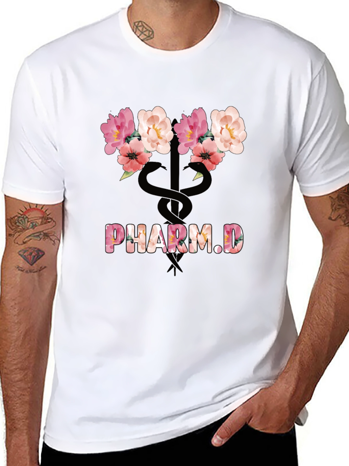 Floral Pharm.D T-Shirt - Stylish Pharmacy Graduate Tee