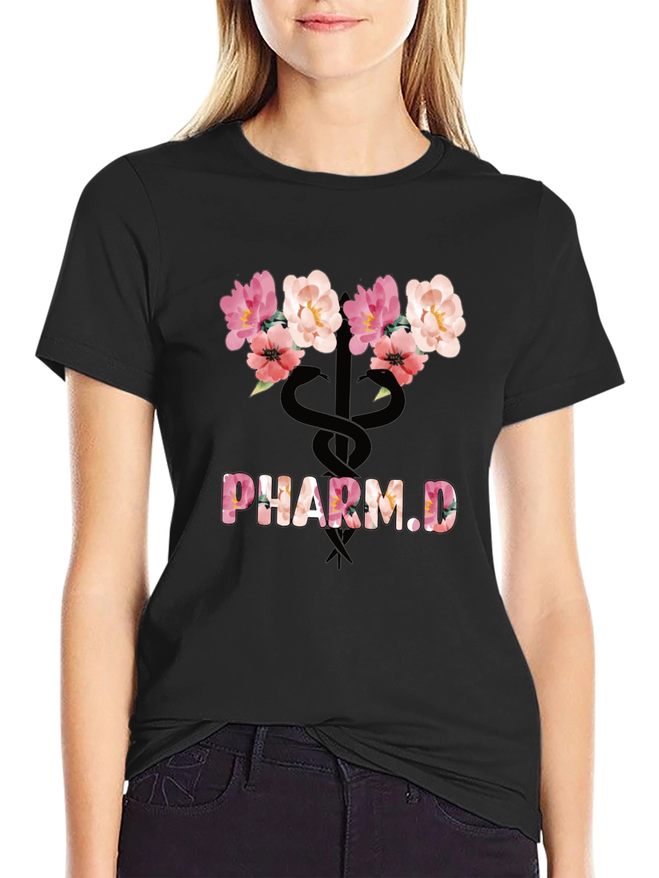 Floral Pharm.D T-Shirt - Stylish Pharmacy Graduate Tee