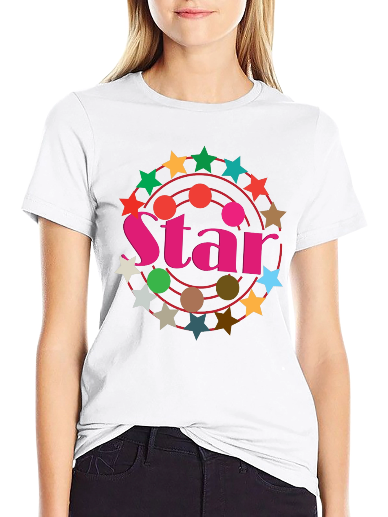 Star Circle Graphic Black T-Shirt