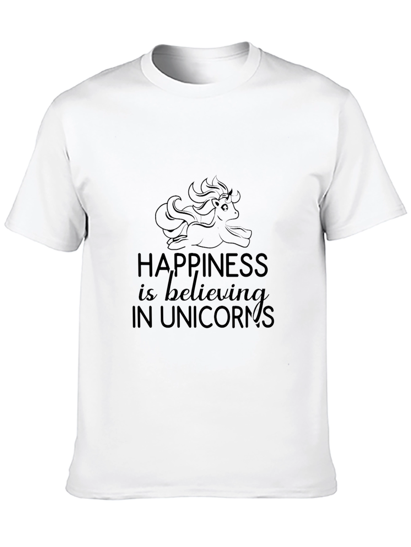 Happiness Unicorn Black T-Shirt