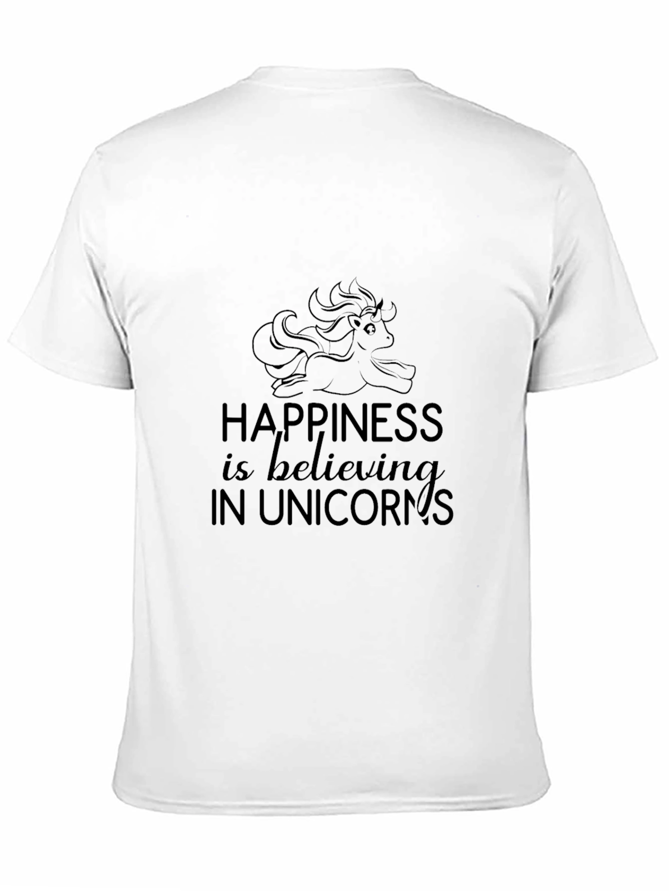 Happiness Unicorn Black T-Shirt
