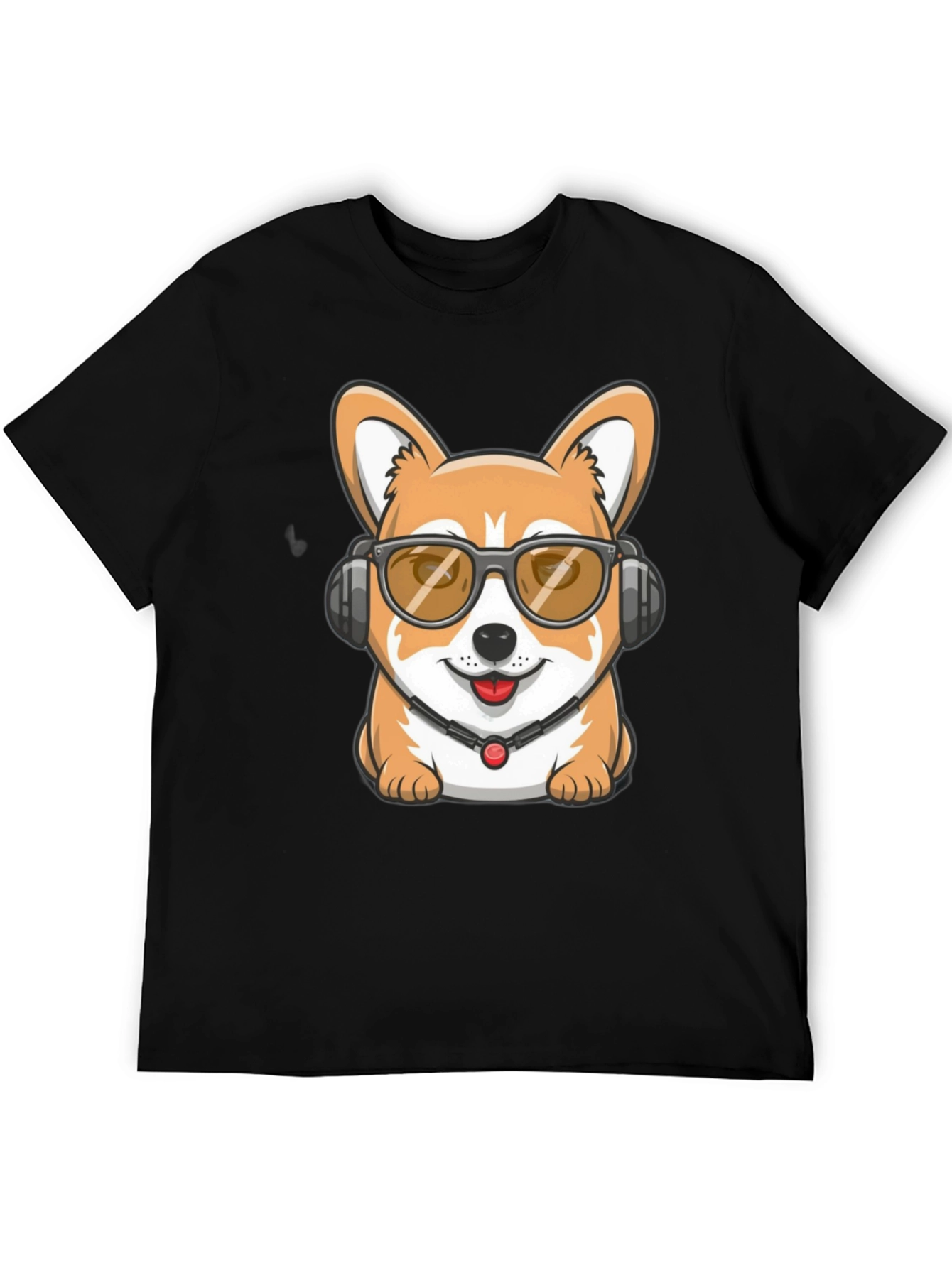 Cool Corgi DJ Black T-Shirt