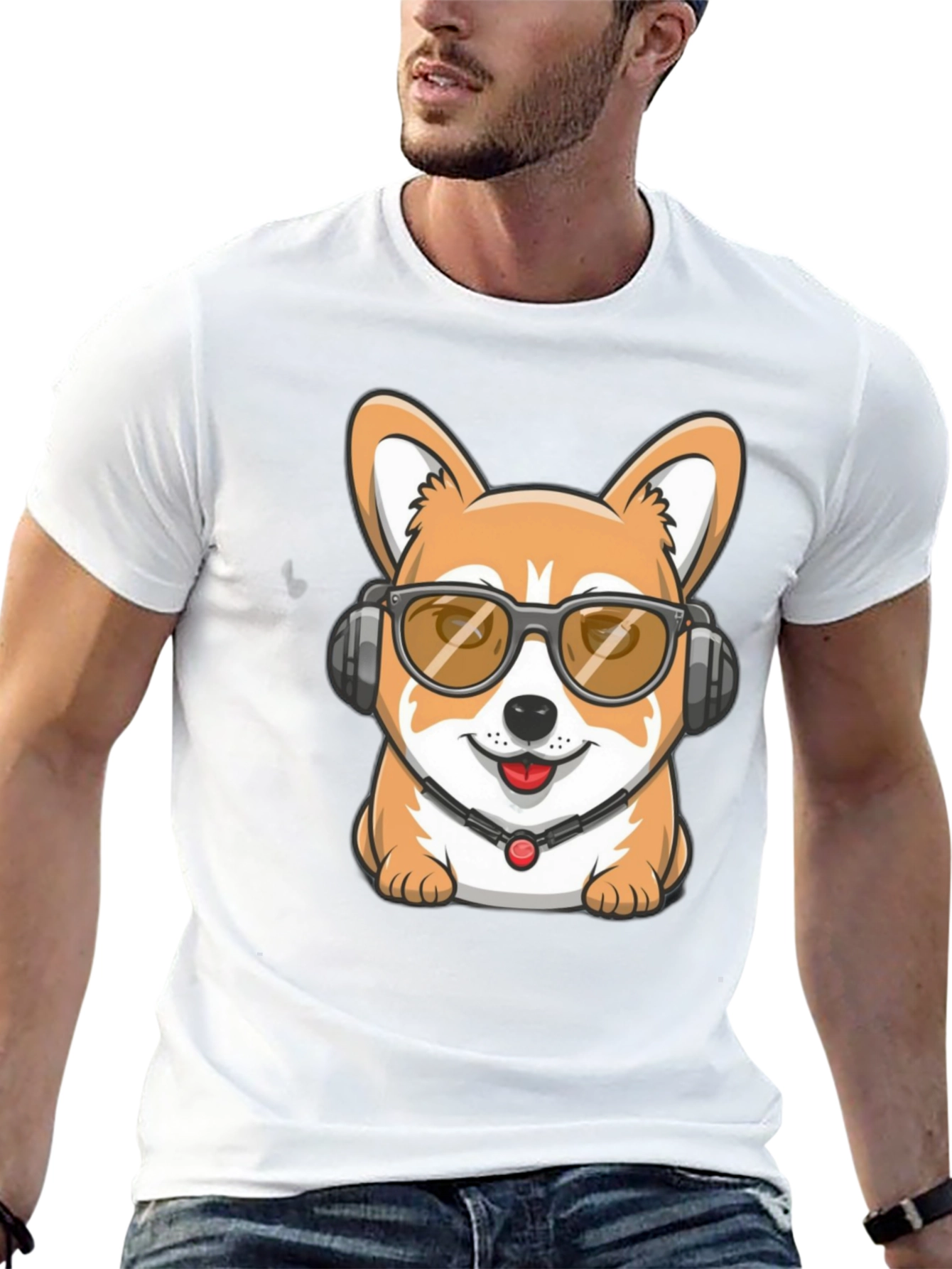 Cool Corgi DJ Black T-Shirt