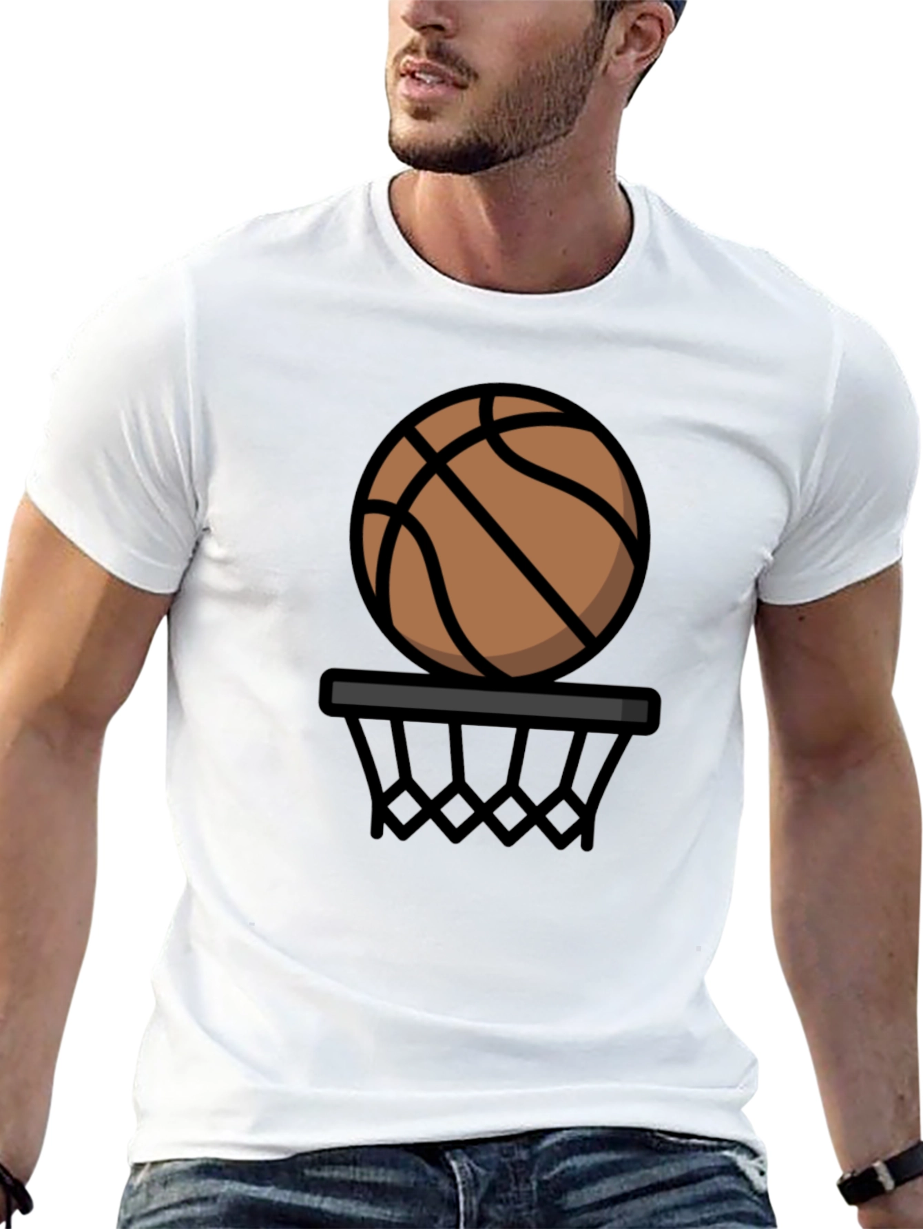 Basketball Graphic Tee - Black Cotton T-Shirt